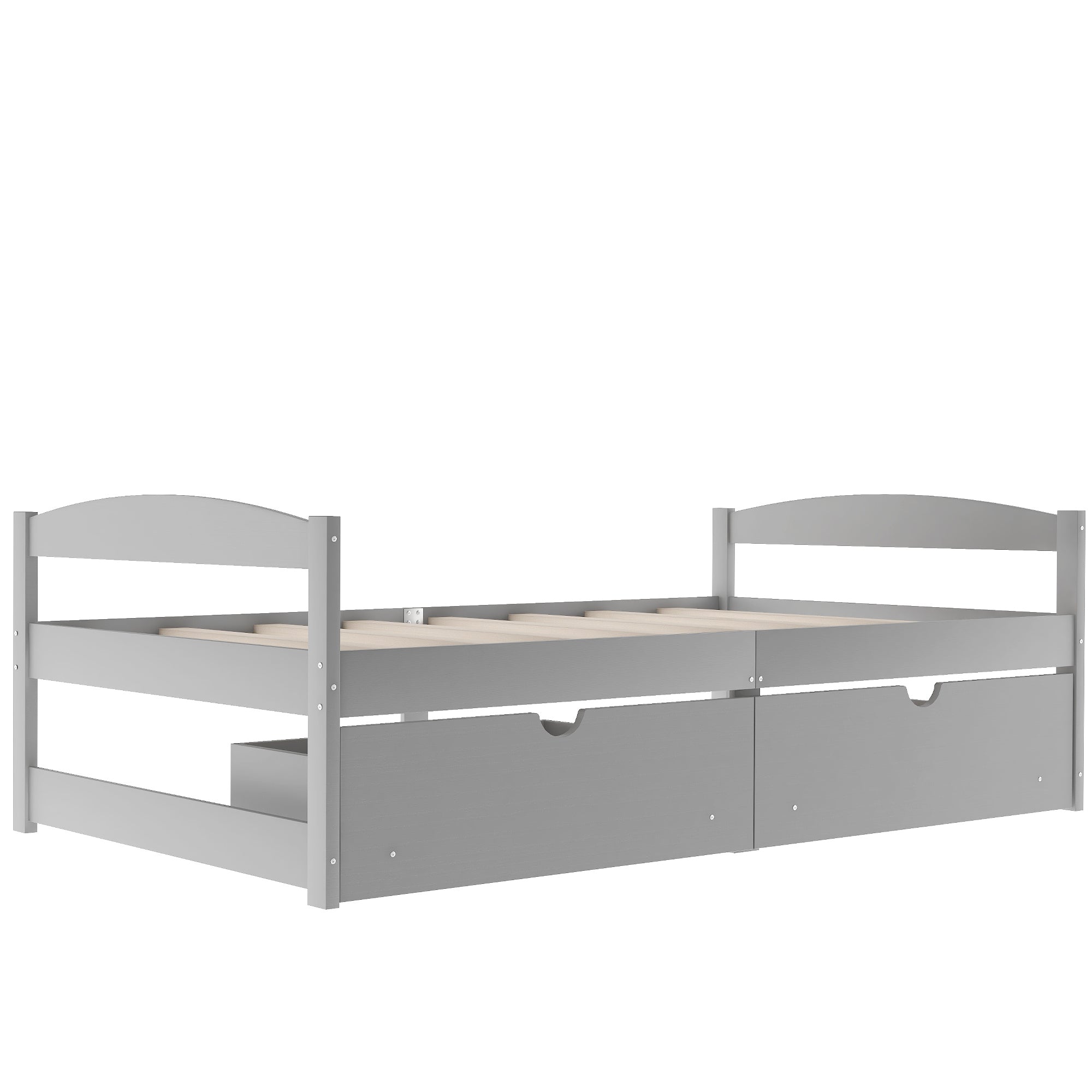 Twin Size Platform Bed with Two Drawers | Gray Finish | Space-Saving Solution-American Furniture Outlet