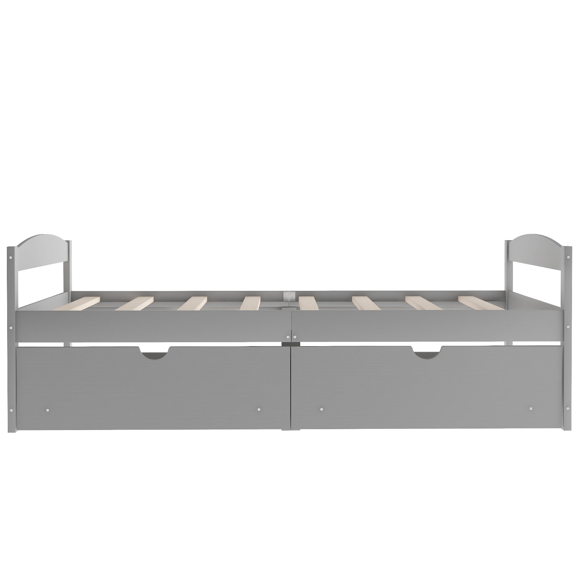 Twin Size Platform Bed with Two Drawers | Gray Finish | Space-Saving Solution-American Furniture Outlet