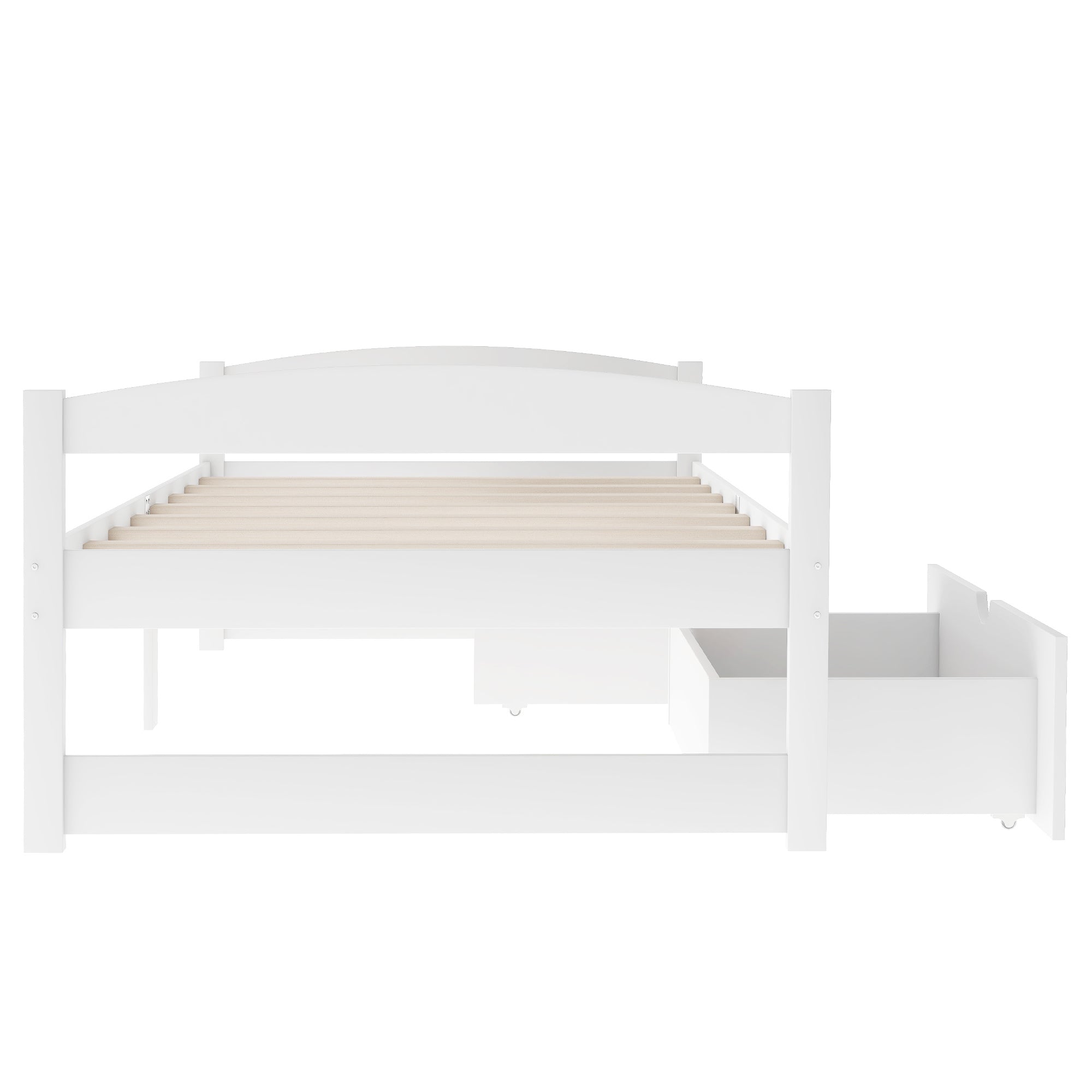 Twin Size Platform Bed with Two Drawers | White Finish | Space-Saving Solution-American Furniture Outlet