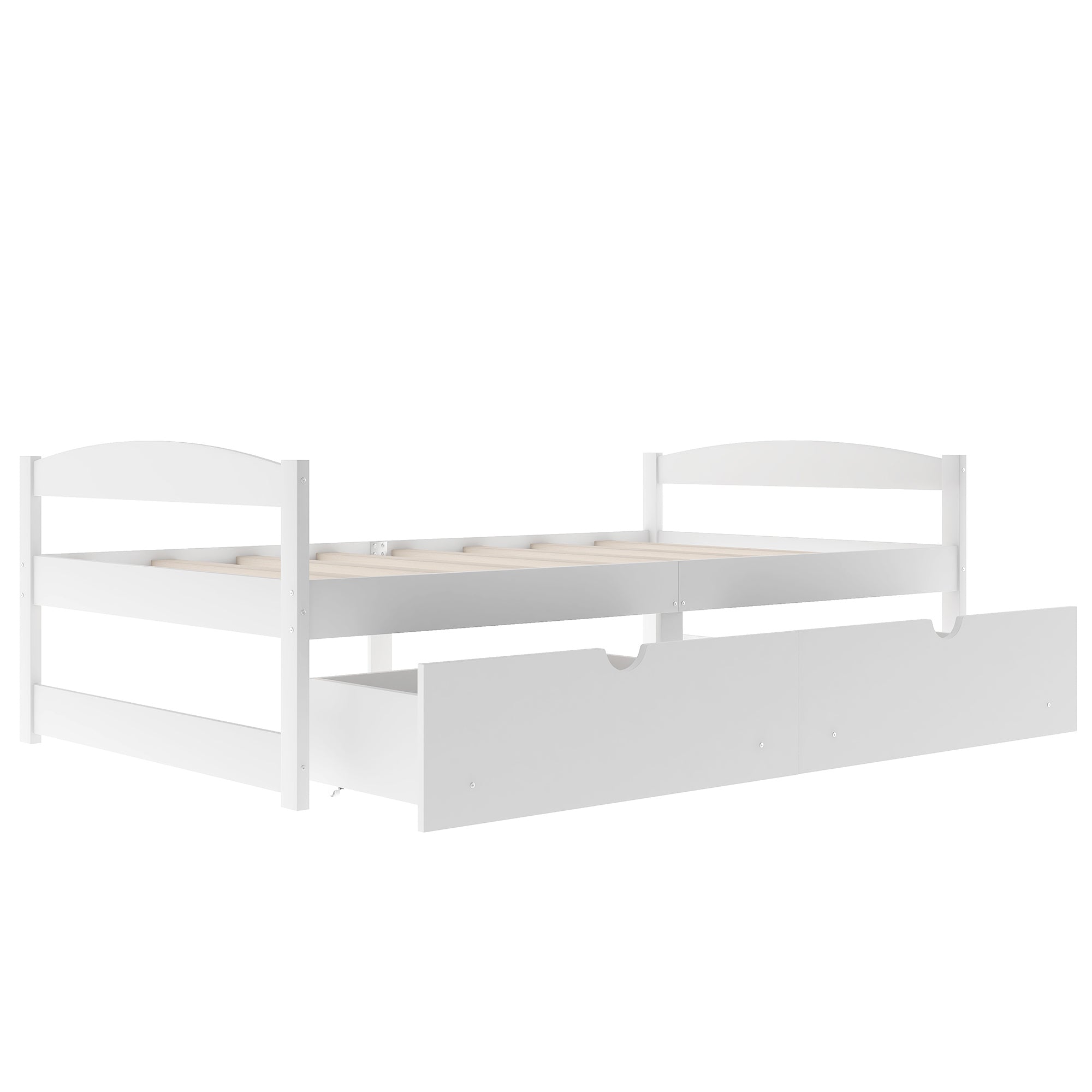 Twin Size Platform Bed with Two Drawers | White Finish | Space-Saving Solution-American Furniture Outlet