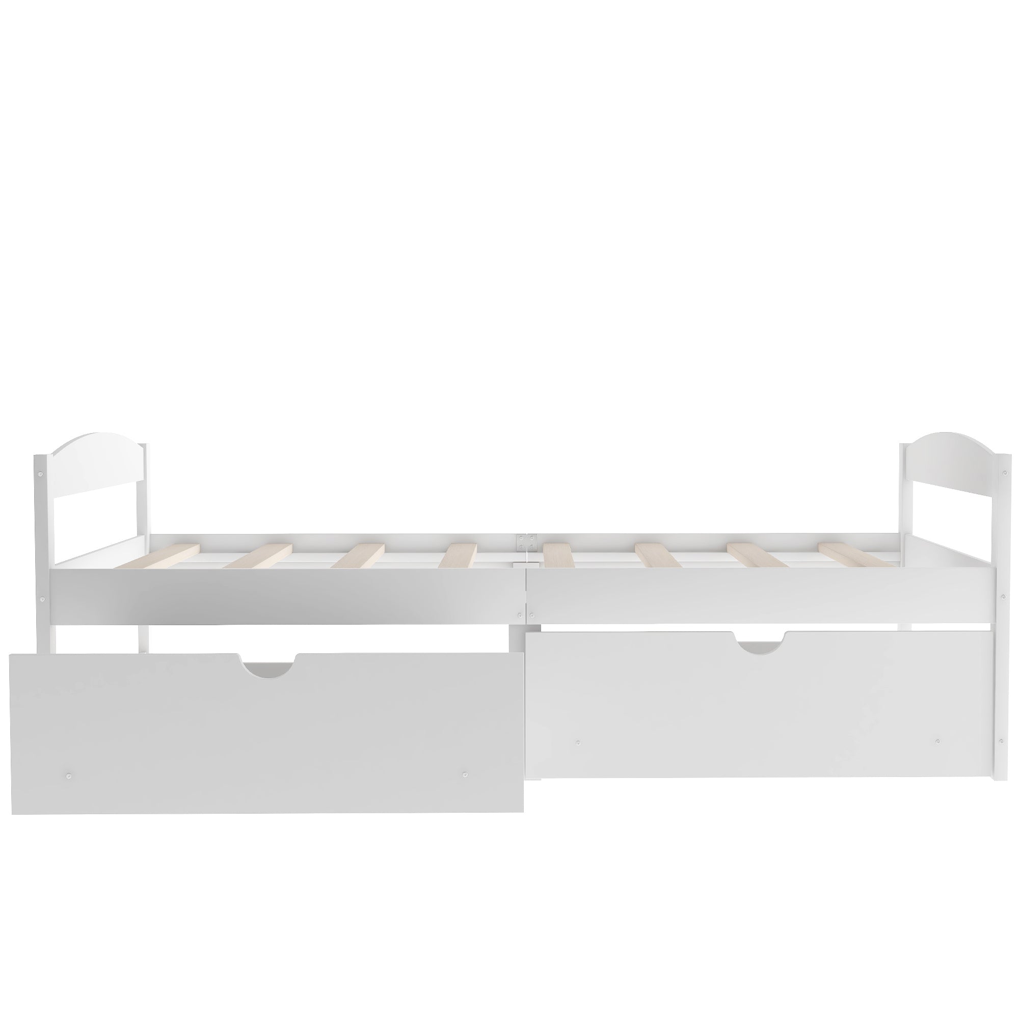 Twin Size Platform Bed with Two Drawers | White Finish | Space-Saving Solution-American Furniture Outlet