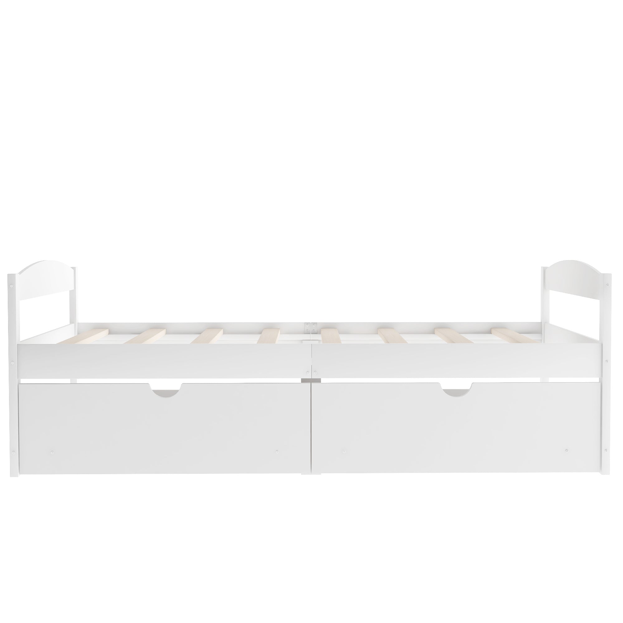 Twin Size Platform Bed with Two Drawers | White Finish | Space-Saving Solution-American Furniture Outlet