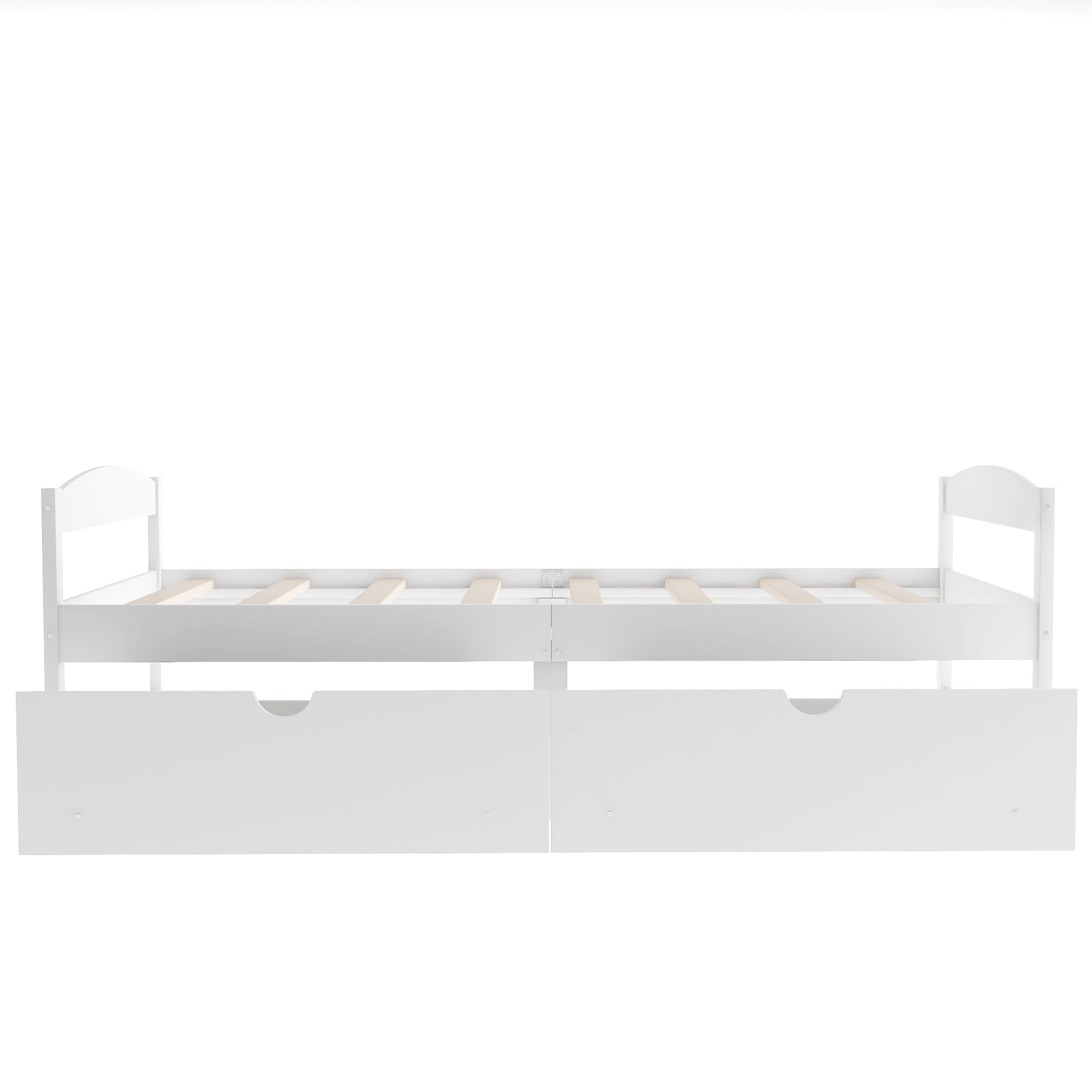 Twin Size Platform Bed with Two Drawers | White Finish | Space-Saving Solution-American Furniture Outlet