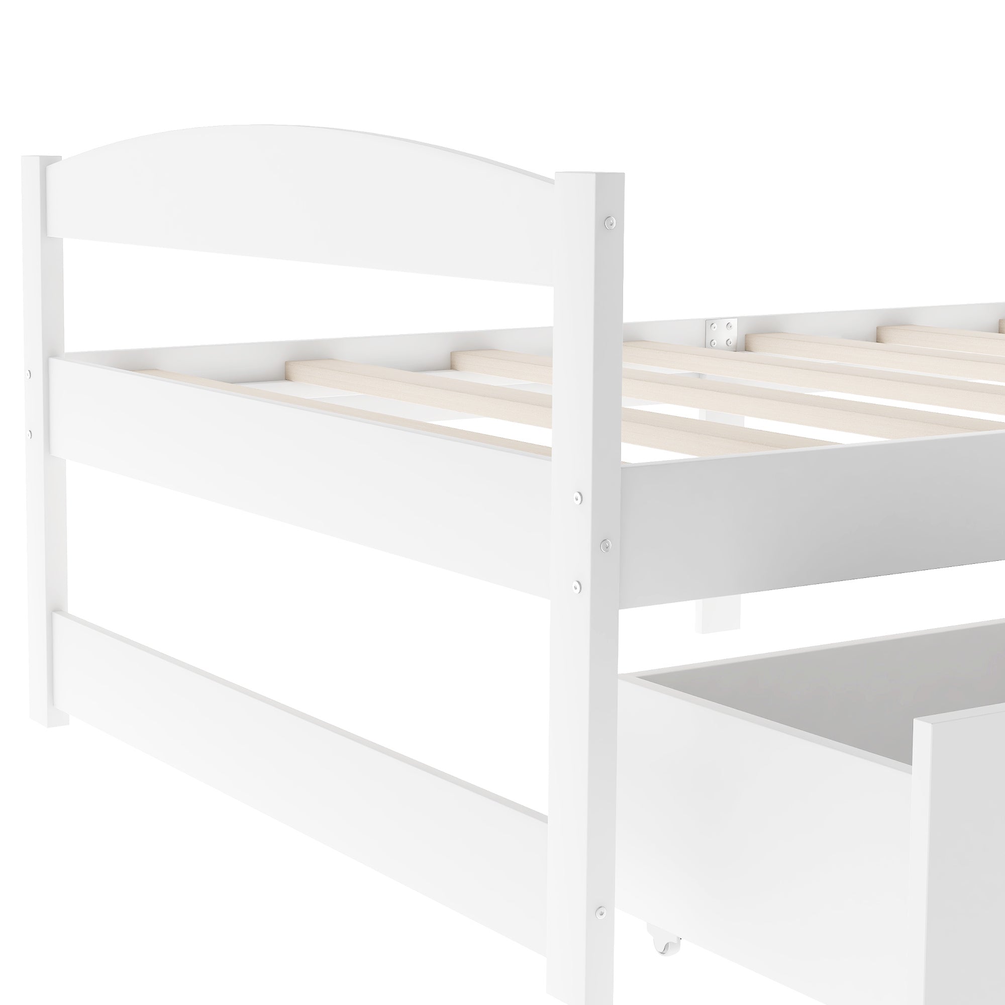 Twin Size Platform Bed with Two Drawers | White Finish | Space-Saving Solution-American Furniture Outlet