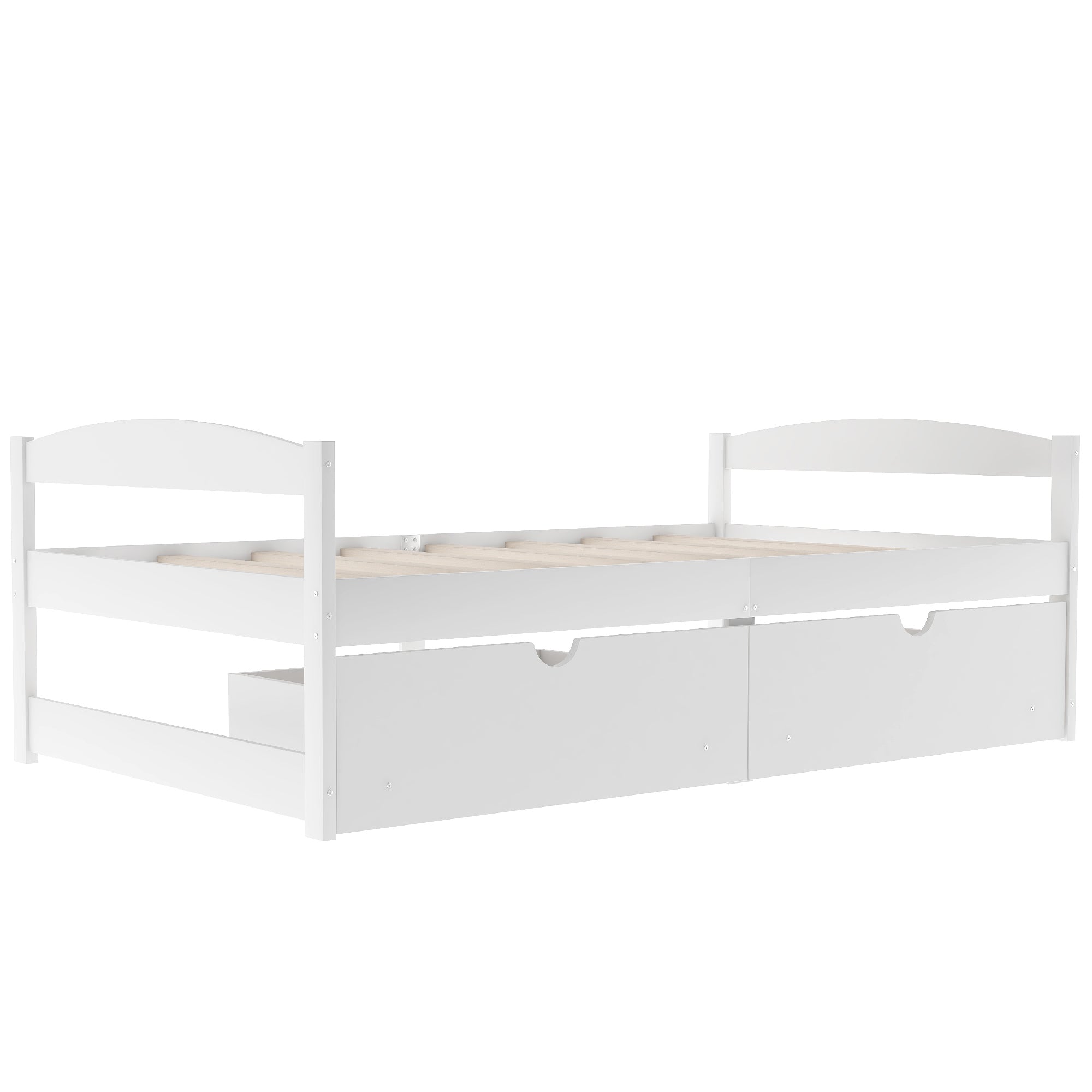 Twin Size Platform Bed with Two Drawers | White Finish | Space-Saving Solution-American Furniture Outlet