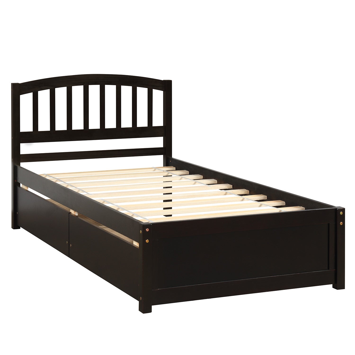 Twin Storage Bed w/ Drawers & Headboard - Espresso-American Furniture Outlet