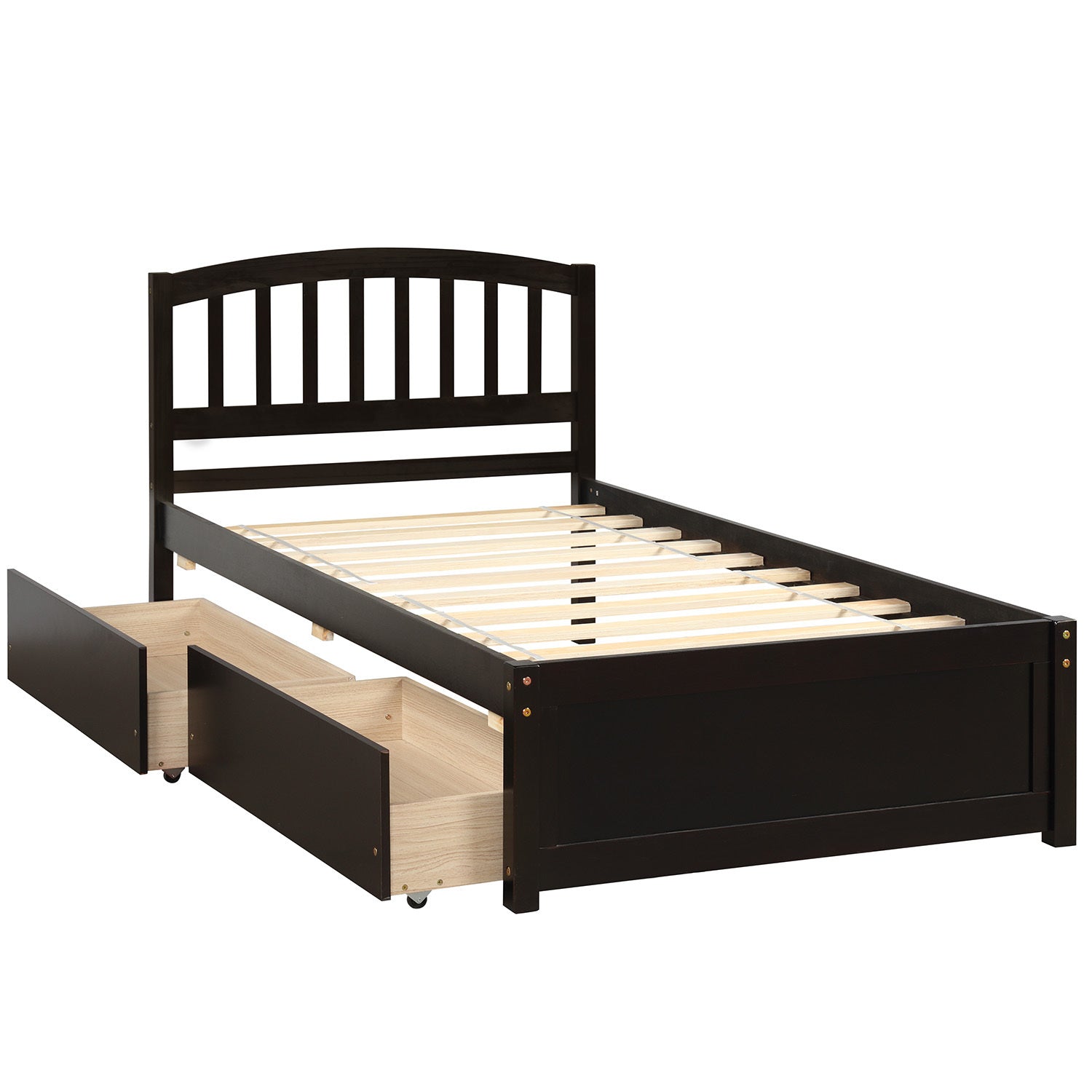 Twin Storage Bed w/ Drawers & Headboard - Espresso-American Furniture Outlet