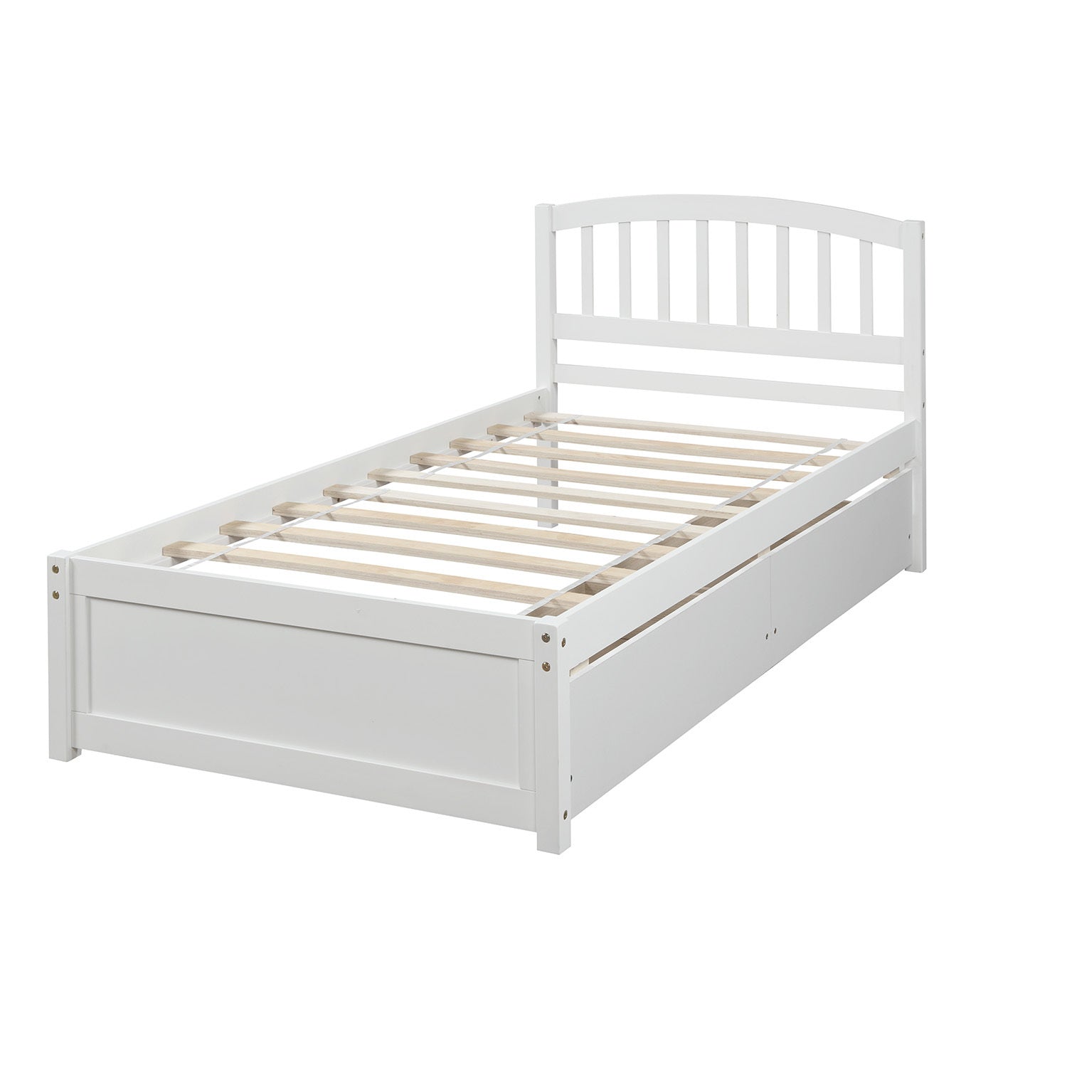 Twin Storage Bed w/ Drawers & Headboard - White-American Furniture Outlet