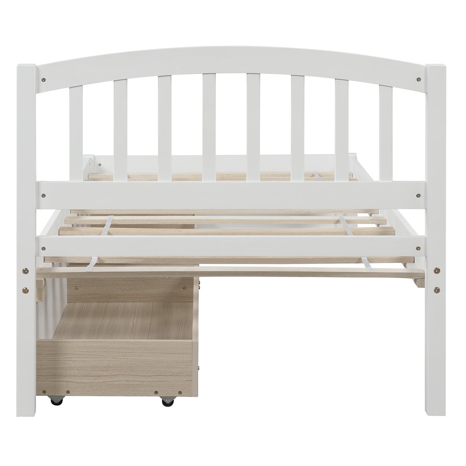 Twin Storage Bed w/ Drawers & Headboard - White-American Furniture Outlet