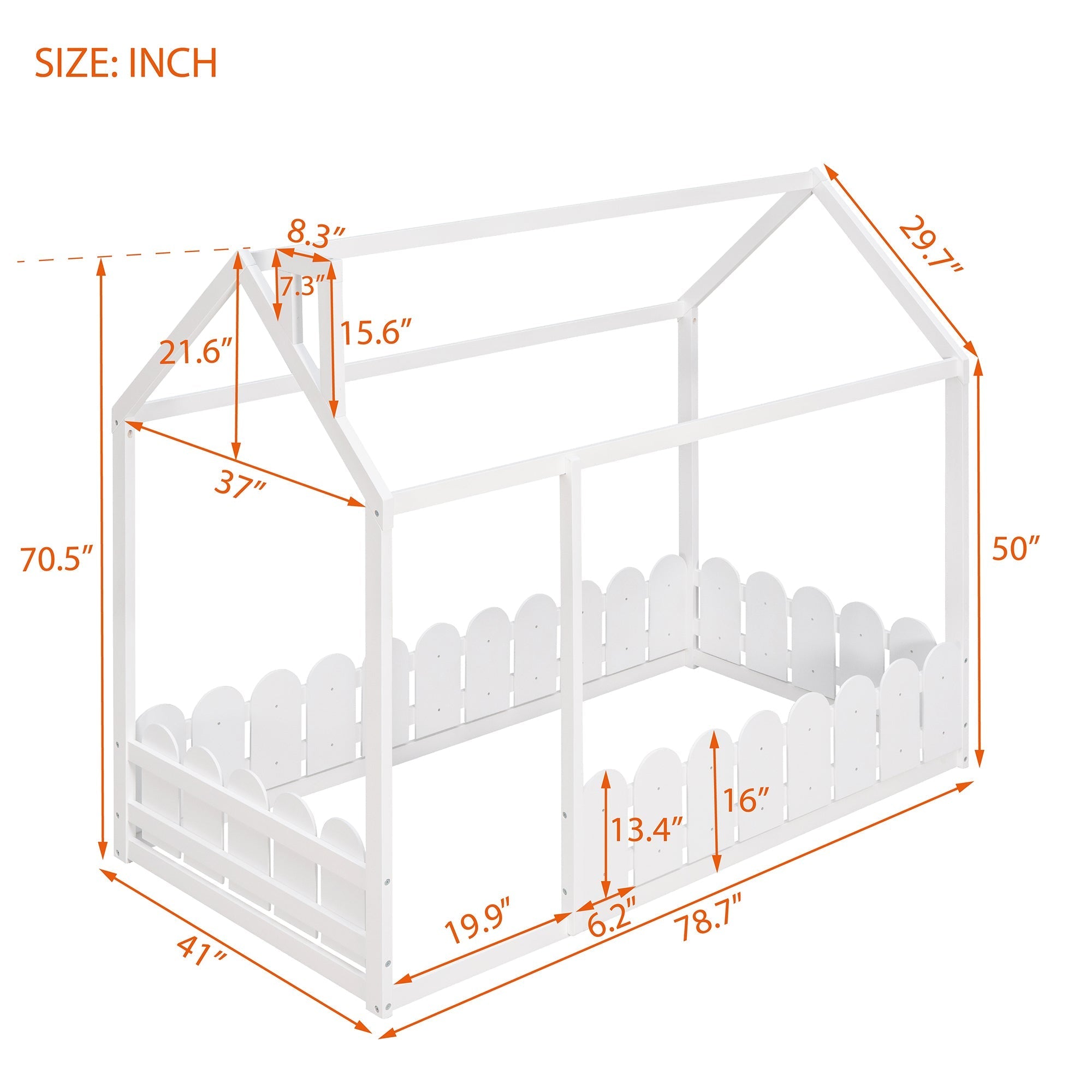 Twin Wood House Bed Frame | White-American Furniture Outlet