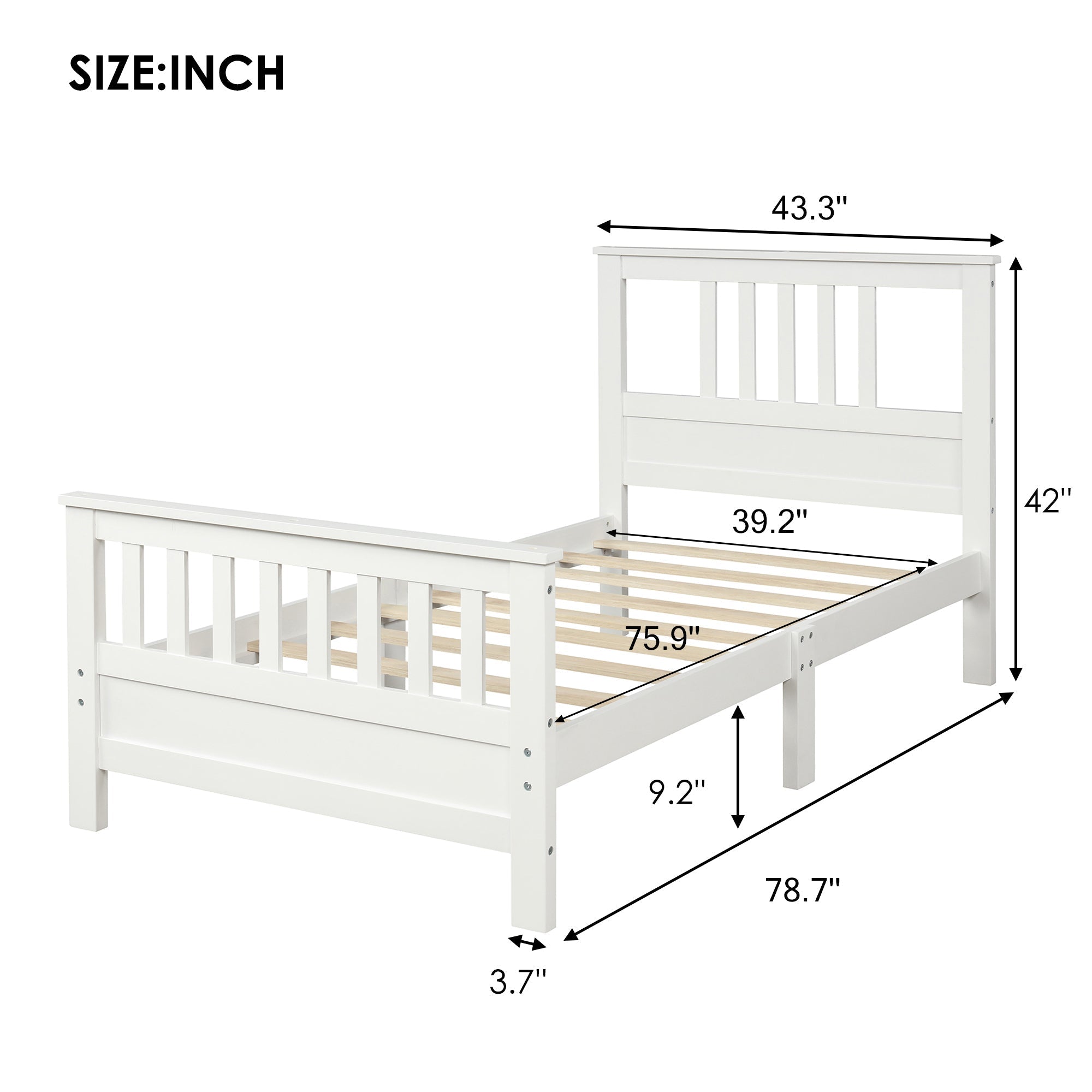 Twin Wood Platform Bed Frame w/ Headboard & Footboard-American Furniture Outlet