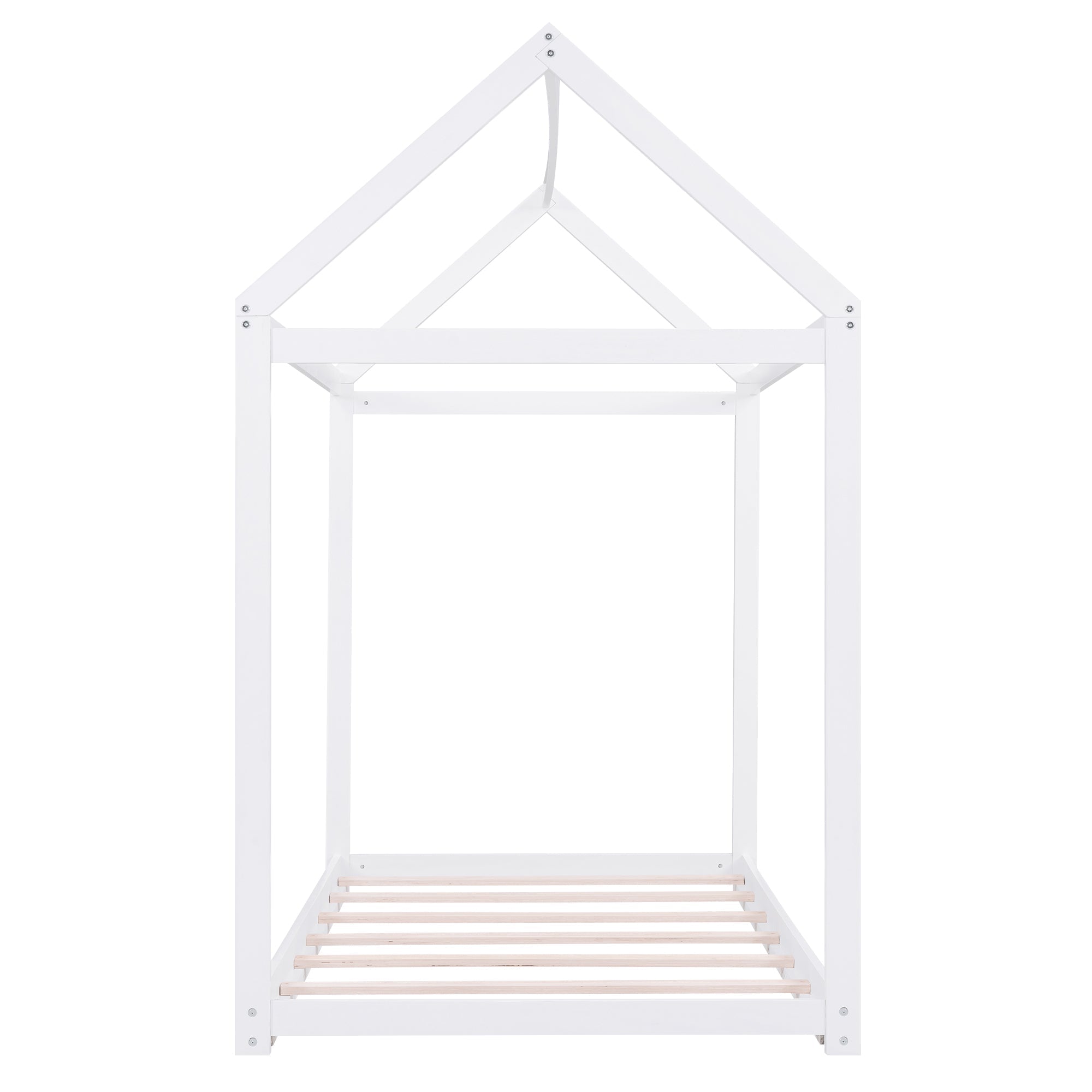 Twin Wooden House Bed Frame - White-American Furniture Outlet