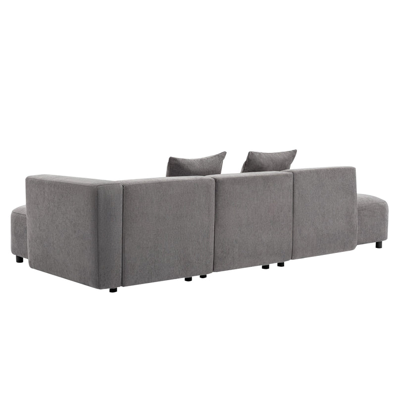 U-Style Luxury Modern Living Room Upholstery Sectional Sofa - Gray-American Furniture Outlet -American Furniture Outlet