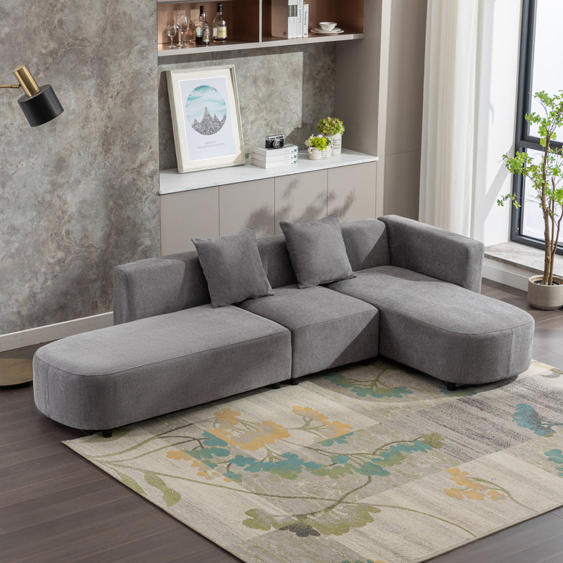 U-Style Luxury Modern Living Room Upholstery Sectional Sofa - Gray-American Furniture Outlet -American Furniture Outlet