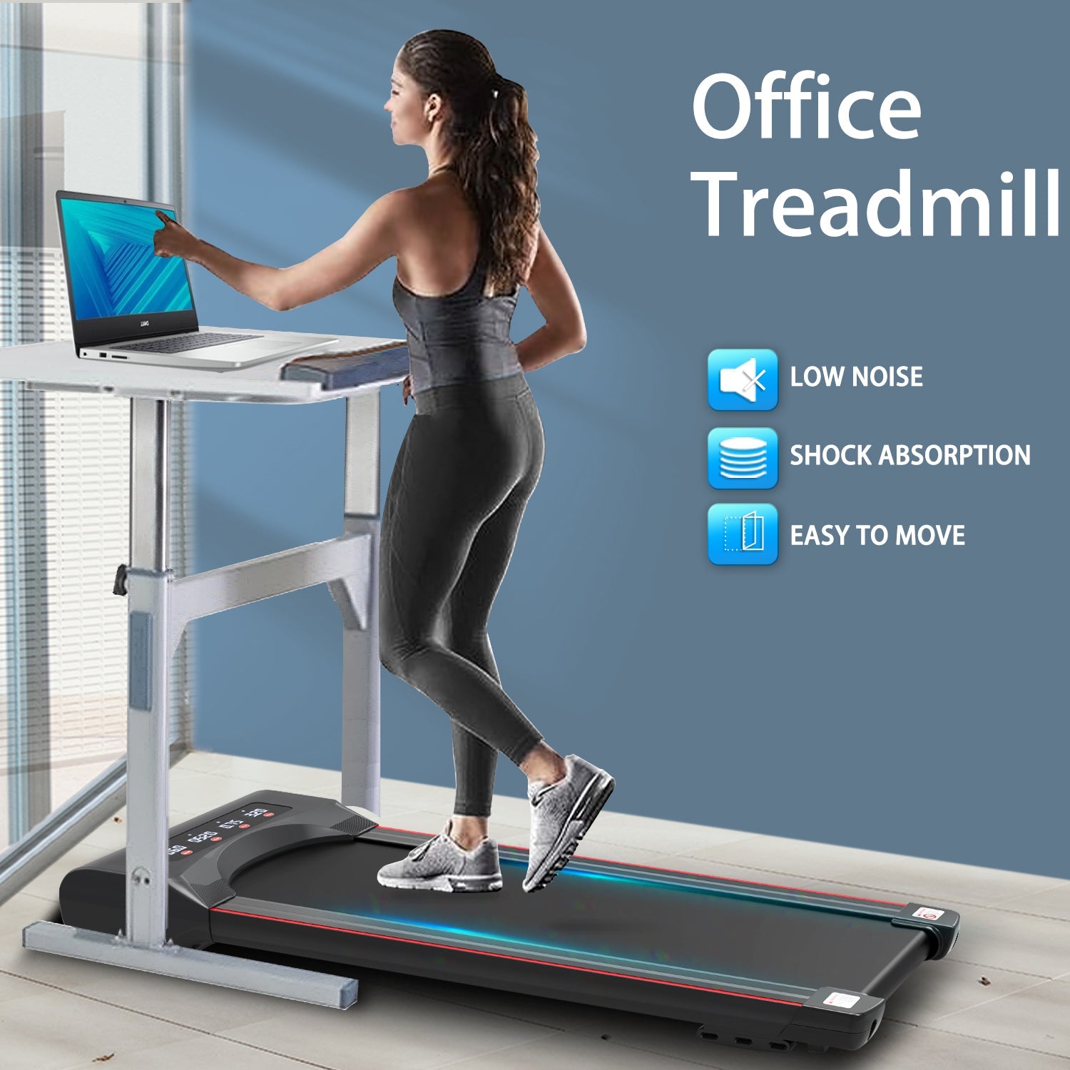 Under Desk Treadmill Walking Pad 300 lbs-American Furniture Outlet