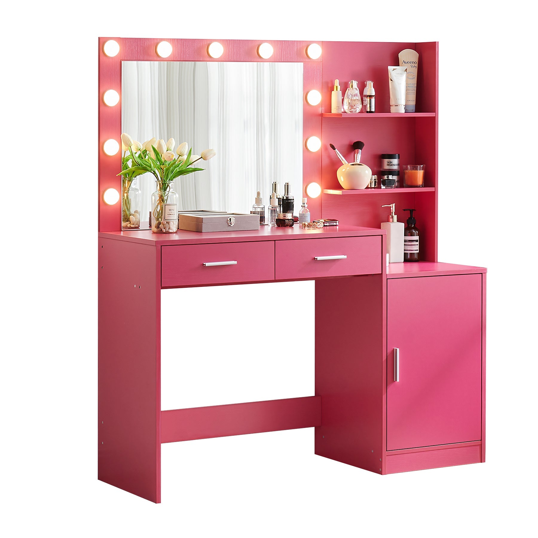 Vanity Desk with Mirror & Lights-American Furniture Outlet