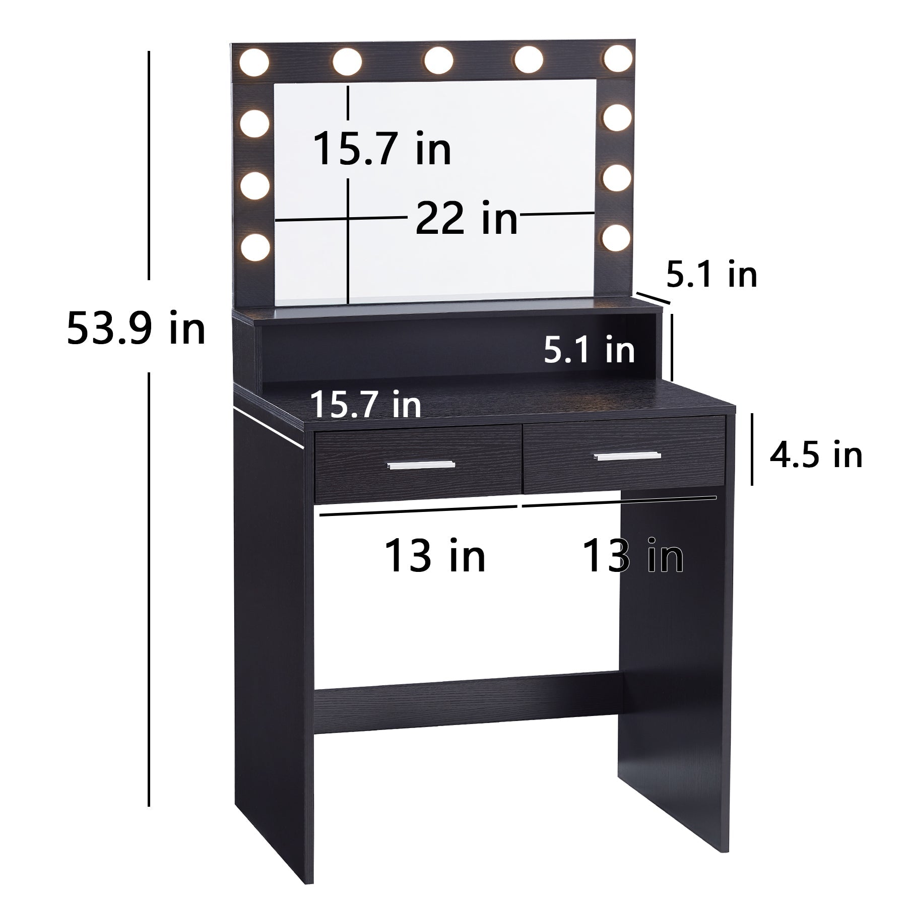 Vanity Desk with Mirror & Lights-American Furniture Outlet