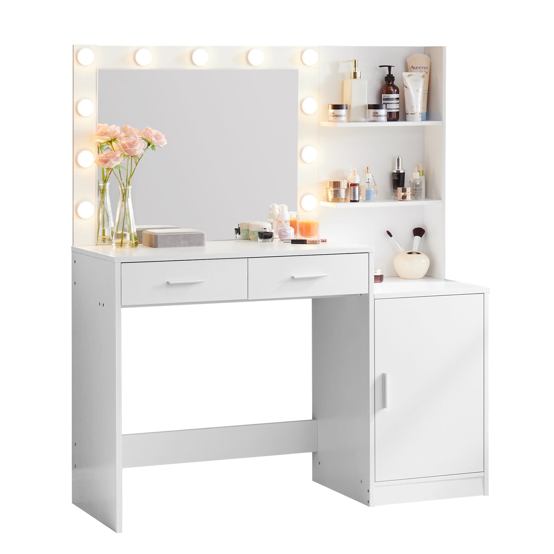 Vanity Desk with Mirror & Lights-American Furniture Outlet