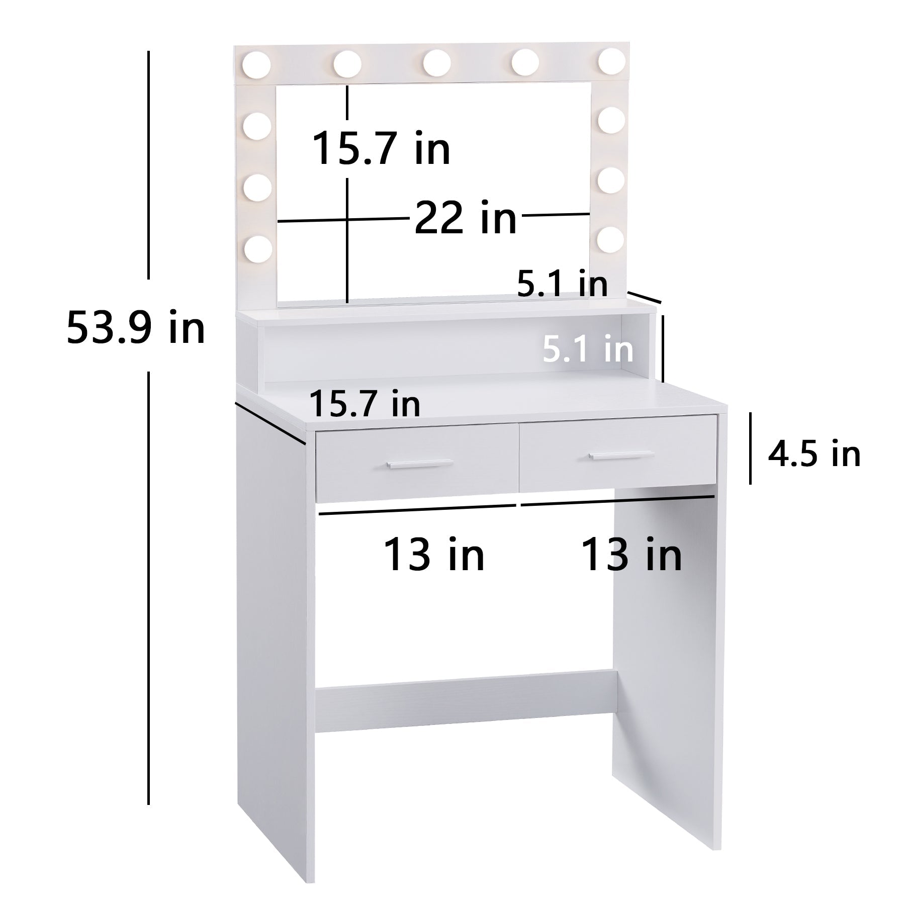 Vanity Desk with Mirror & Lights-American Furniture Outlet