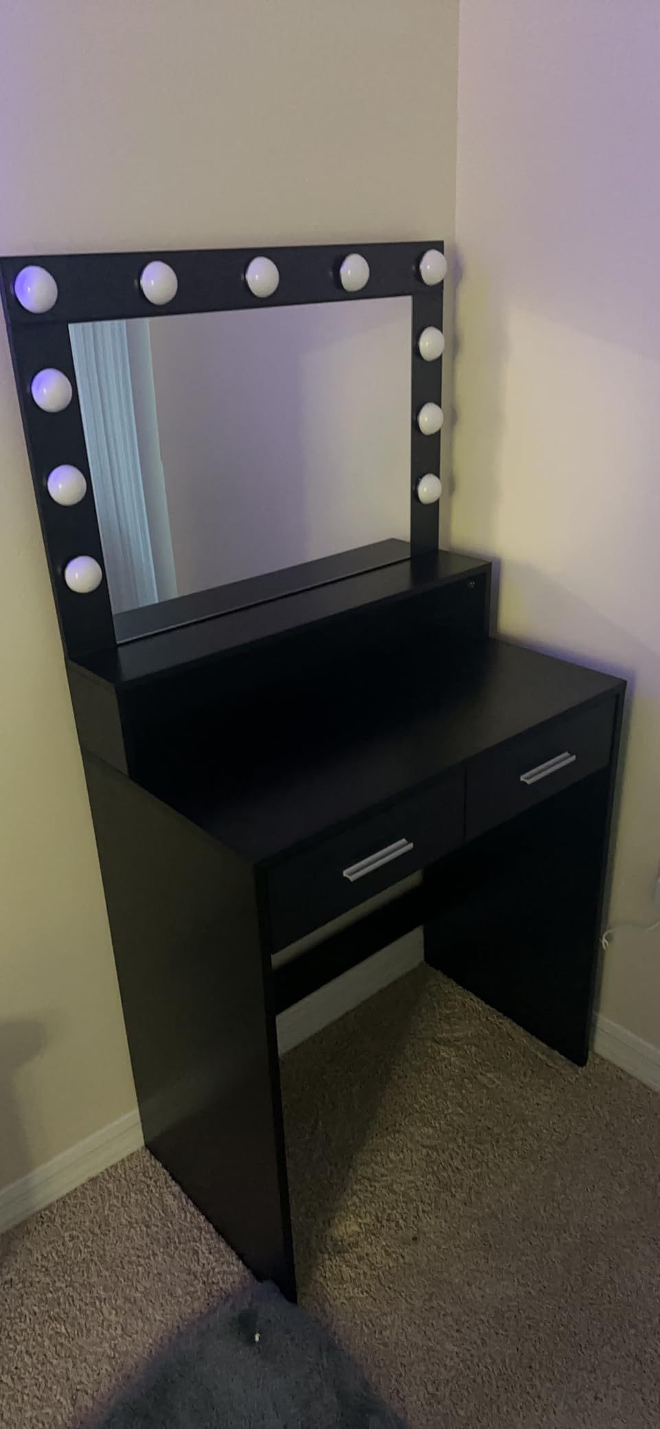 Vanity Desk with Mirror & Lights-American Furniture Outlet