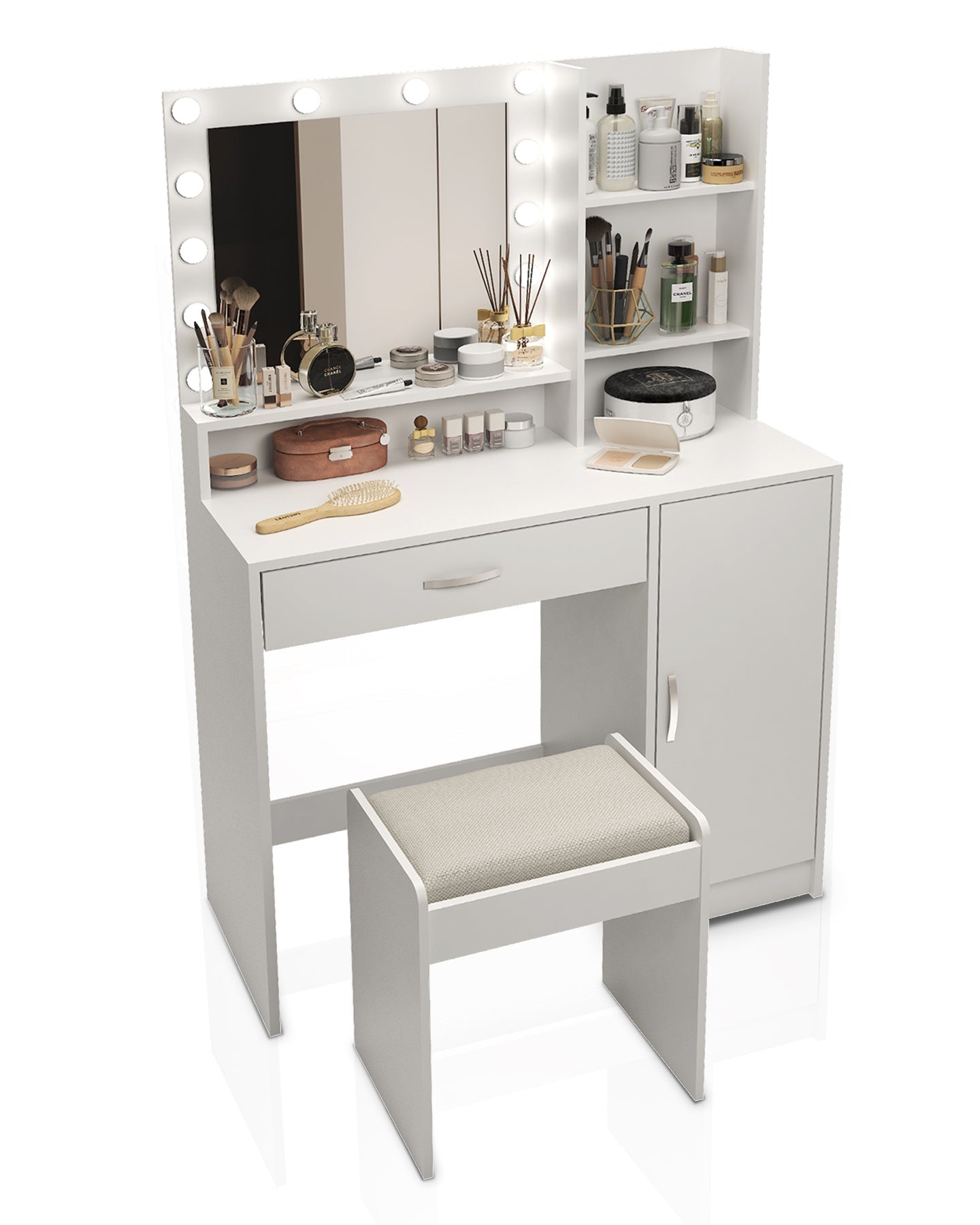 Vanity Desk with Mirror & Lights-American Furniture Outlet