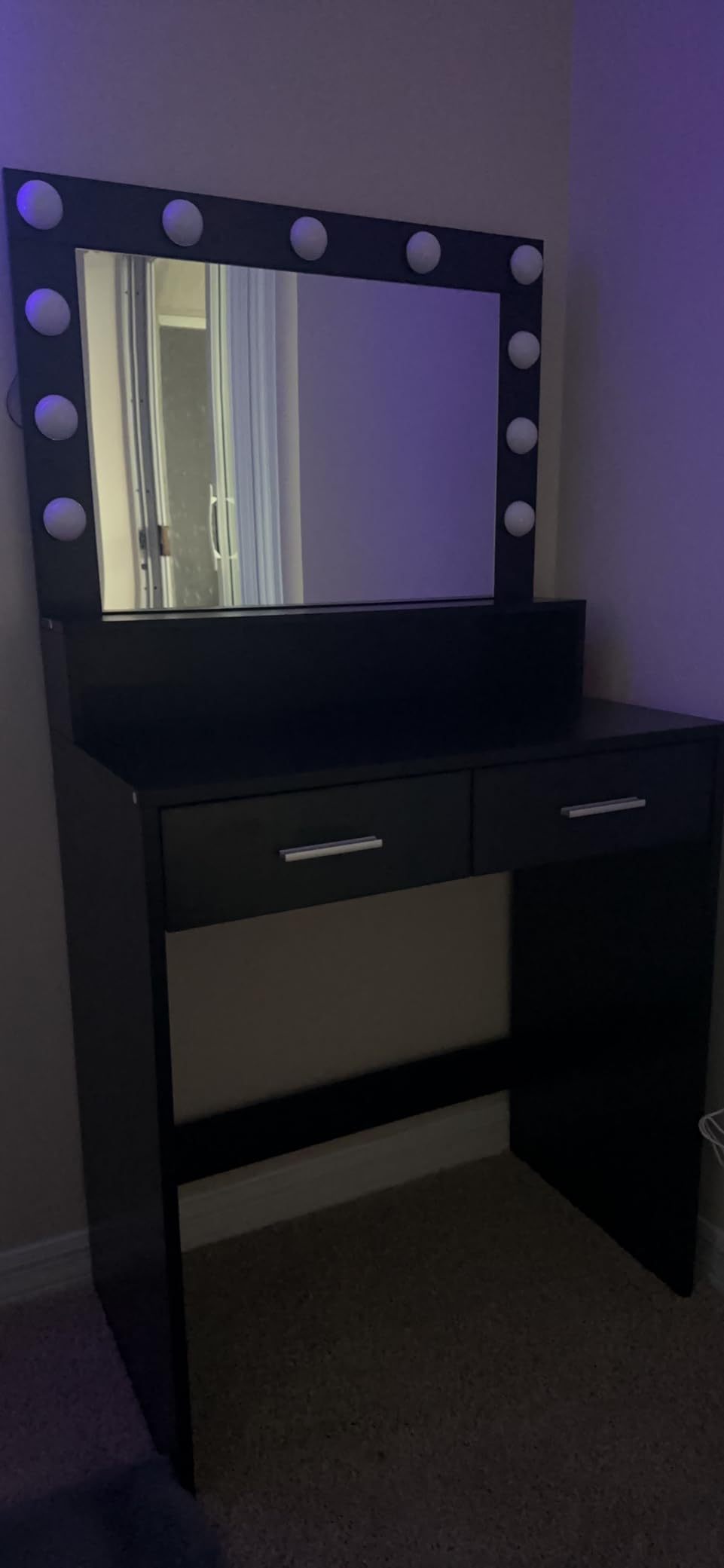 Vanity Desk with Mirror & Lights-American Furniture Outlet