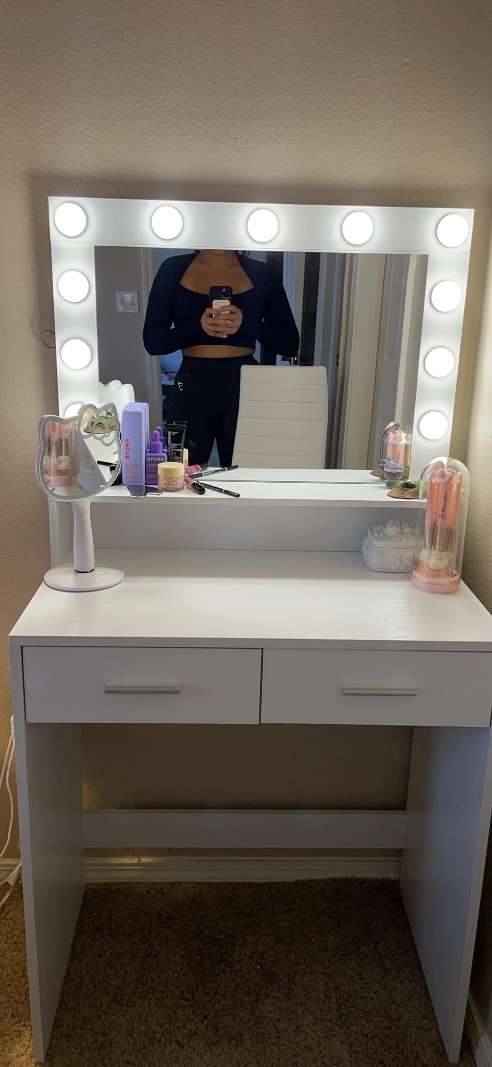 Vanity Desk with Mirror & Lights-American Furniture Outlet