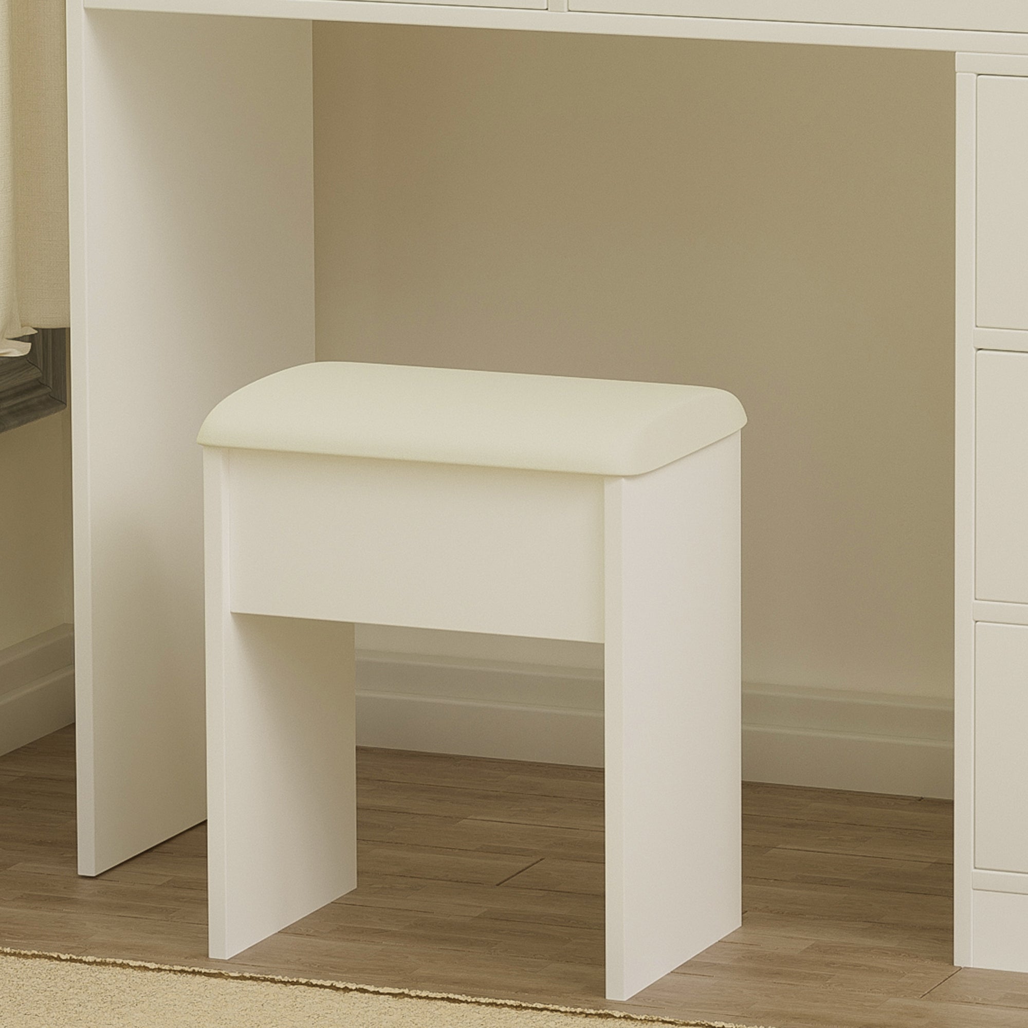 Vanity Desk with Mirror & Lights - White-American Furniture Outlet