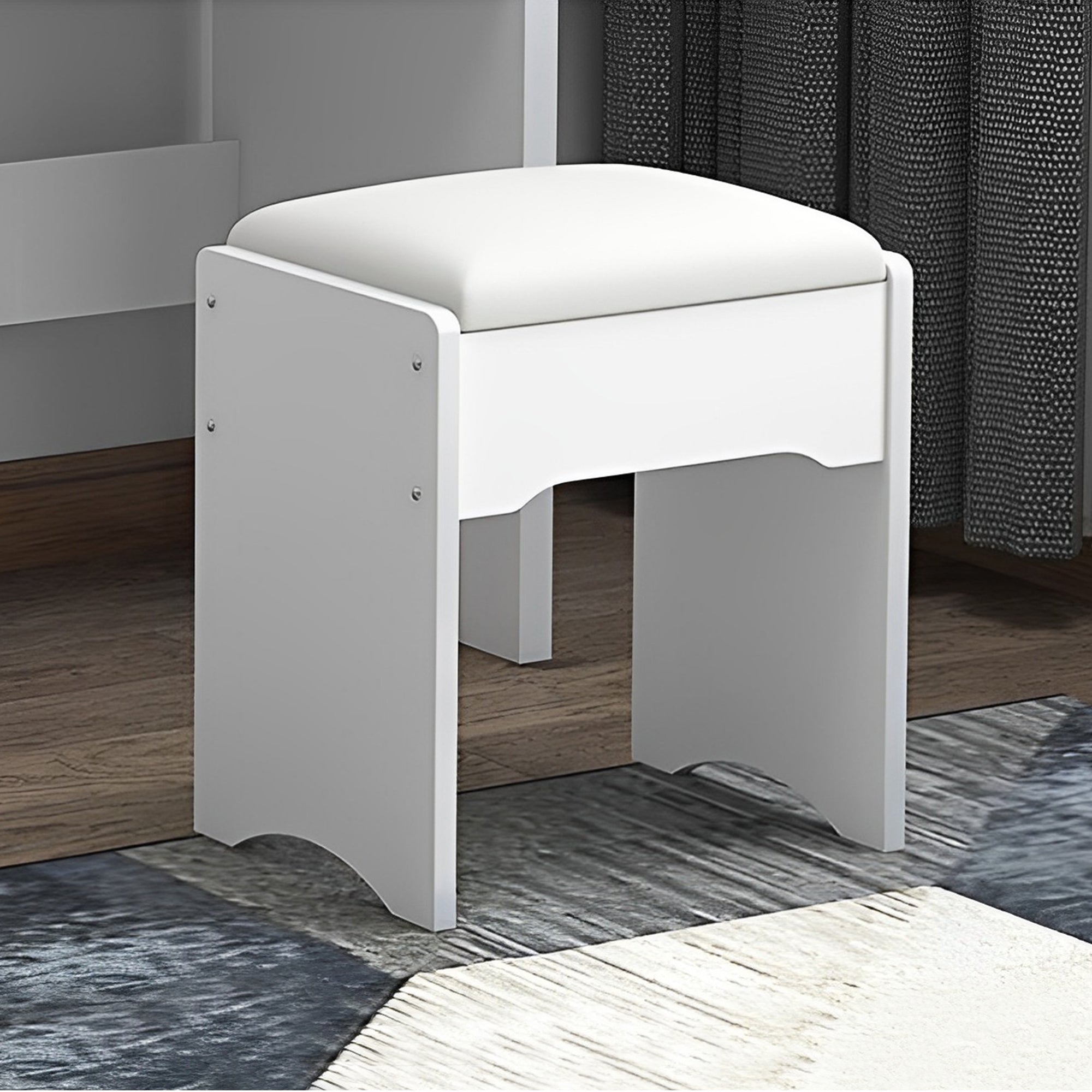 Vanity Desk with Mirror & Lights - White-American Furniture Outlet