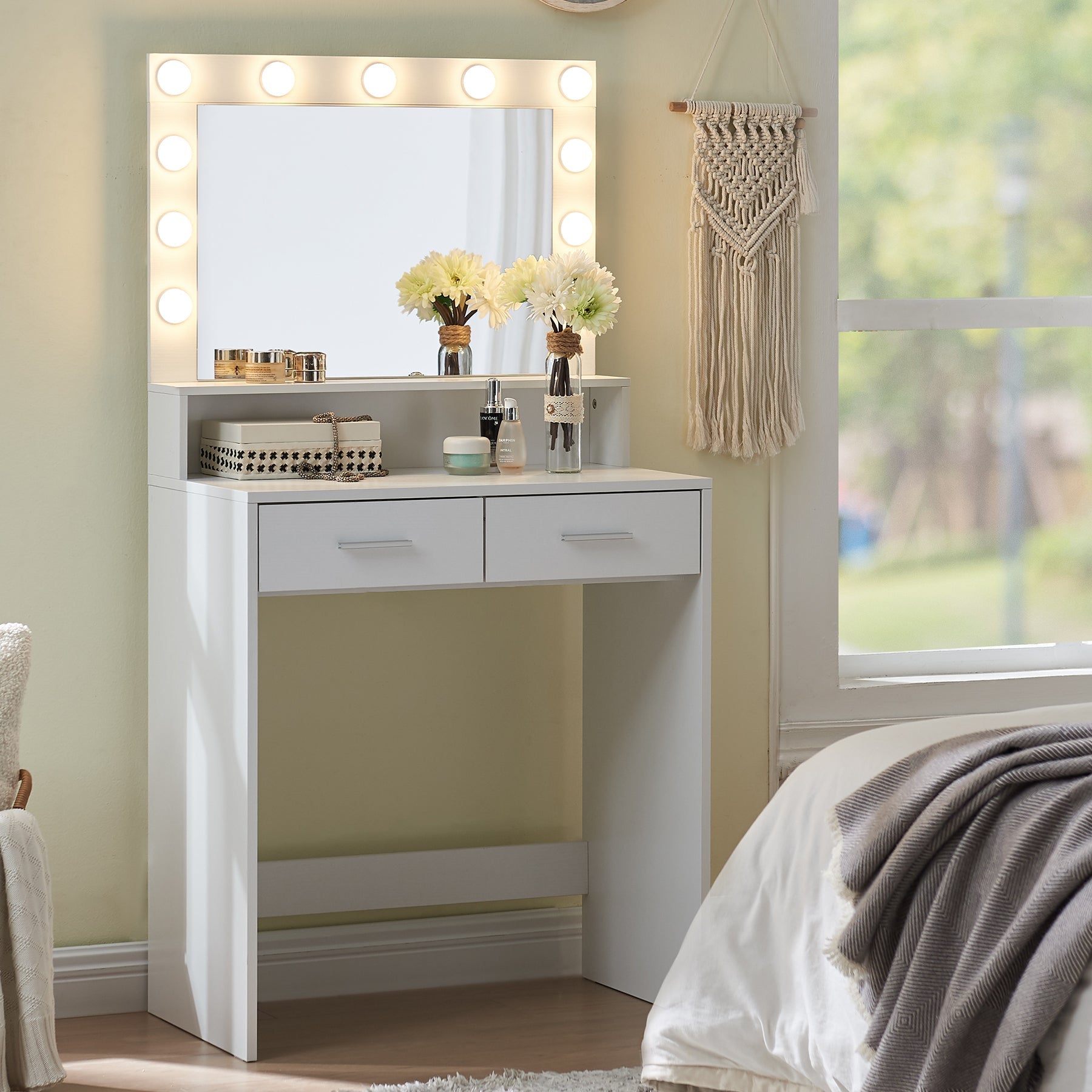 Vanity Desk with Mirror & Lights-American Furniture Outlet