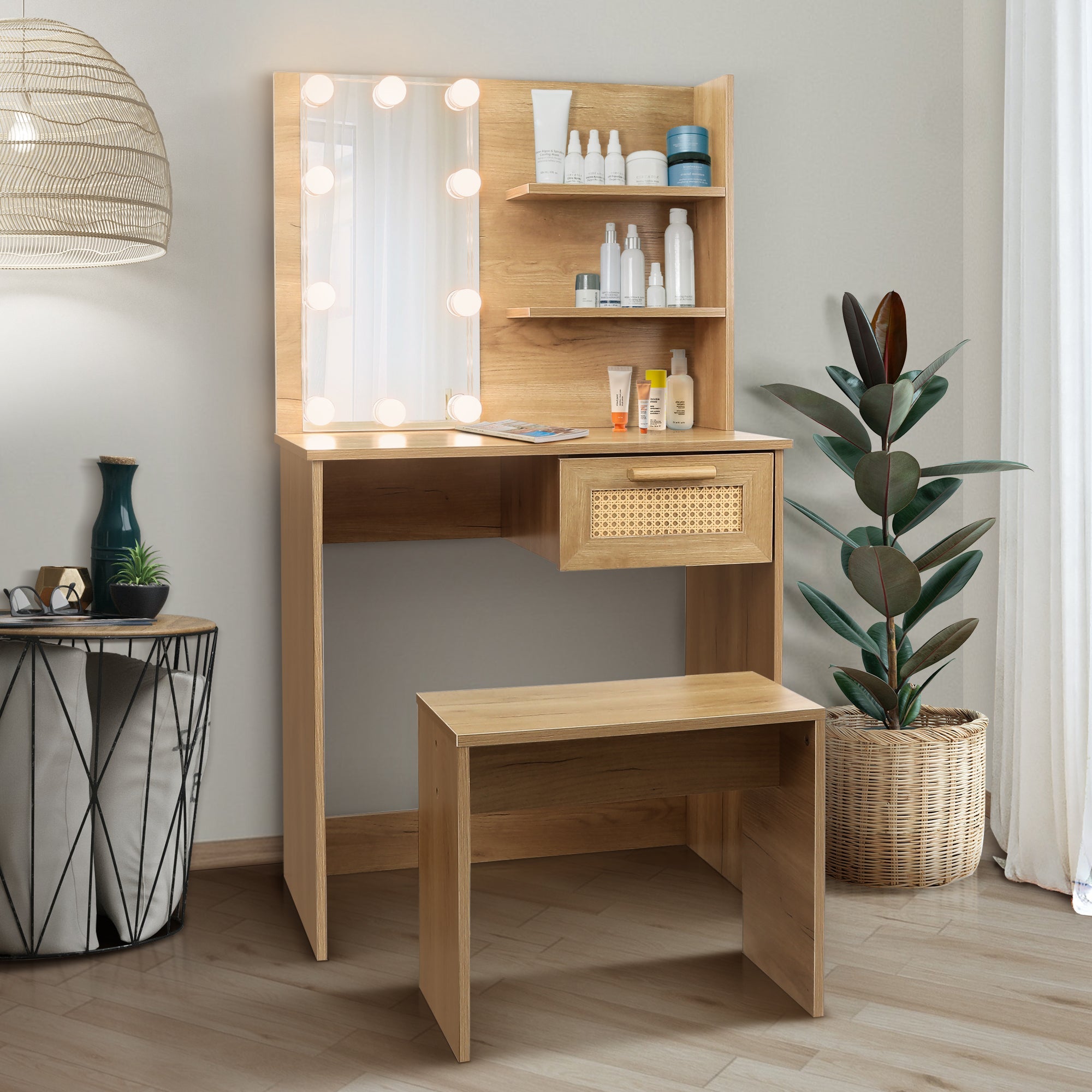 Vanity Set with LED Mirror | Modern Dressing Table-American Furniture Outlet