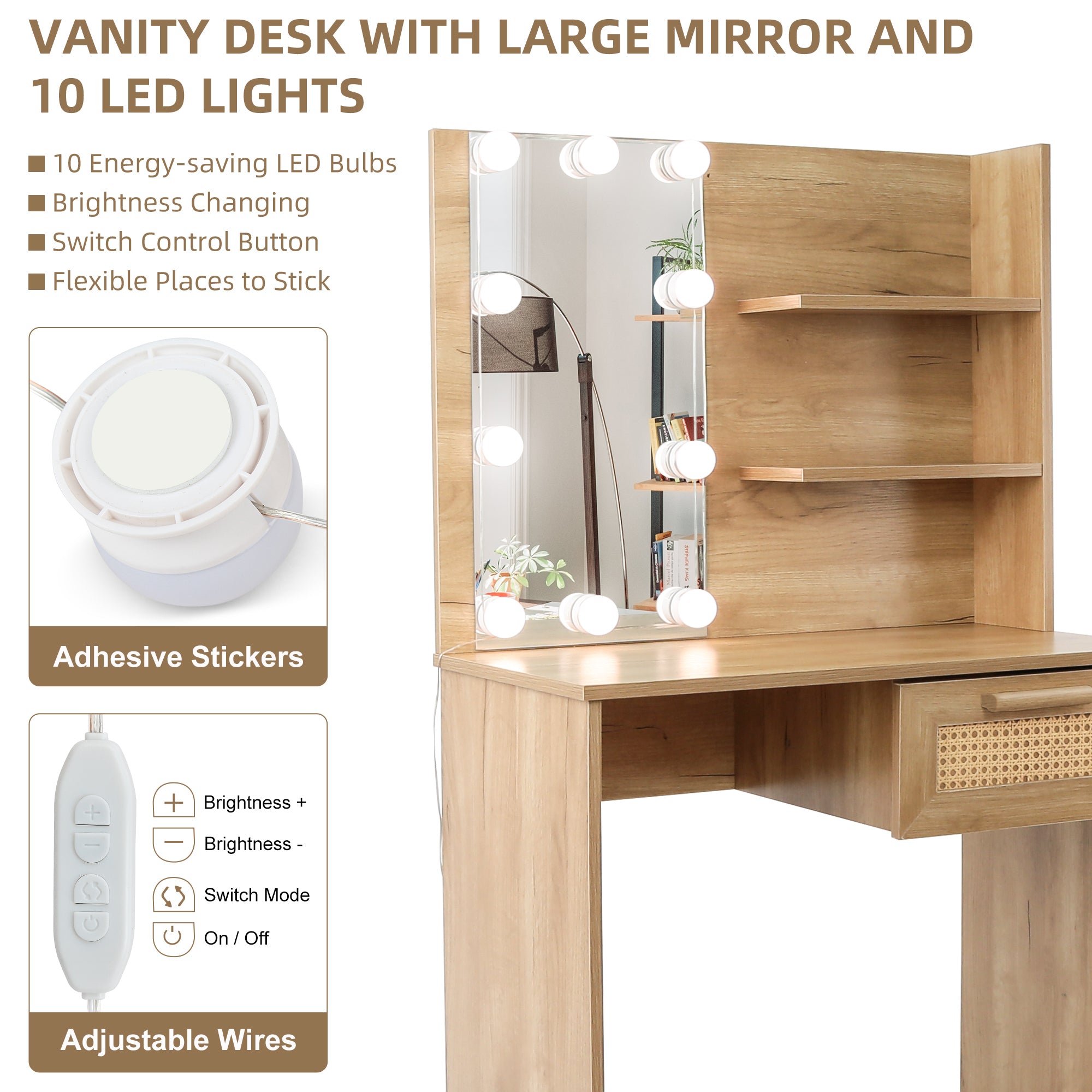 Vanity Set with LED Mirror | Modern Dressing Table-American Furniture Outlet