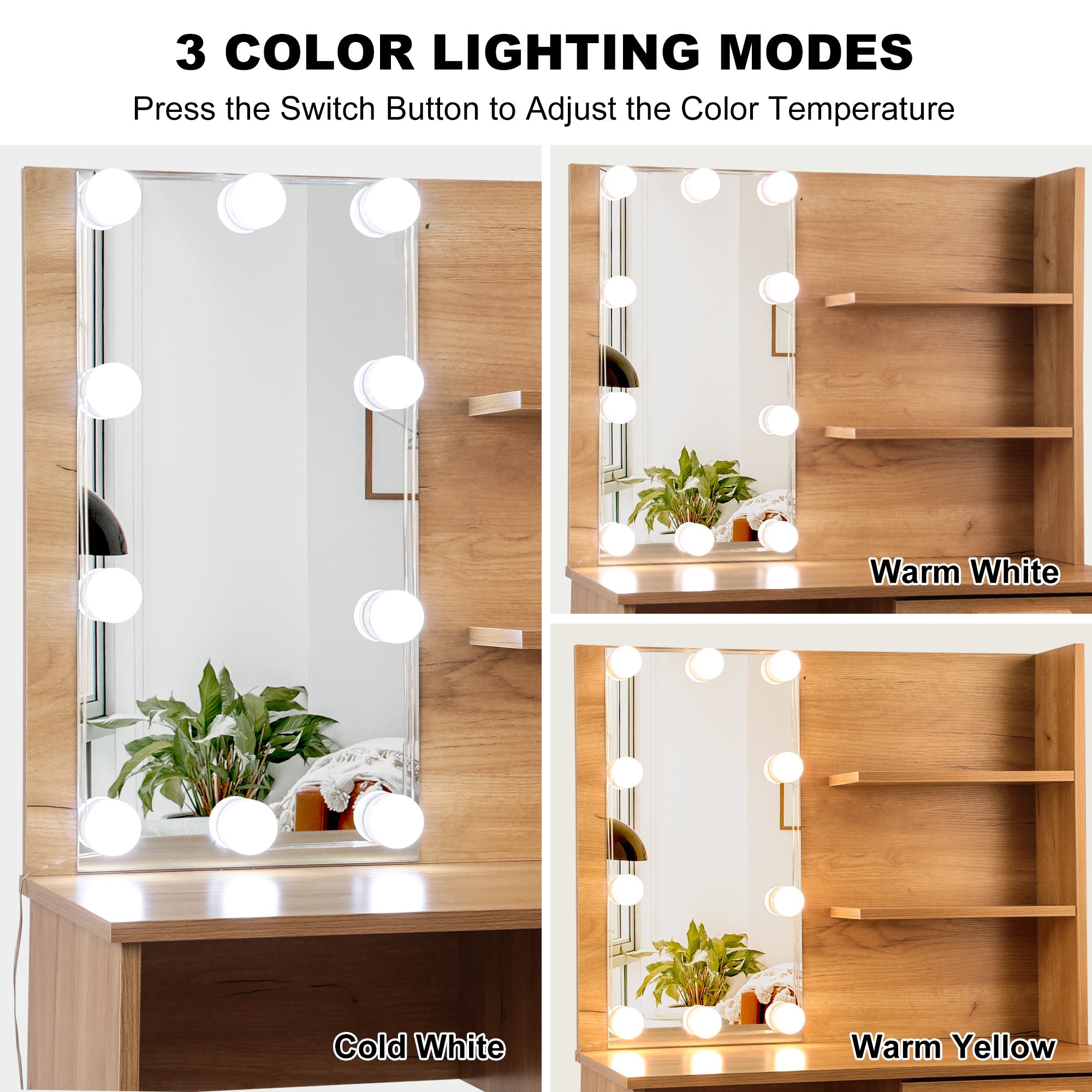 Vanity Set with LED Mirror | Modern Dressing Table-American Furniture Outlet