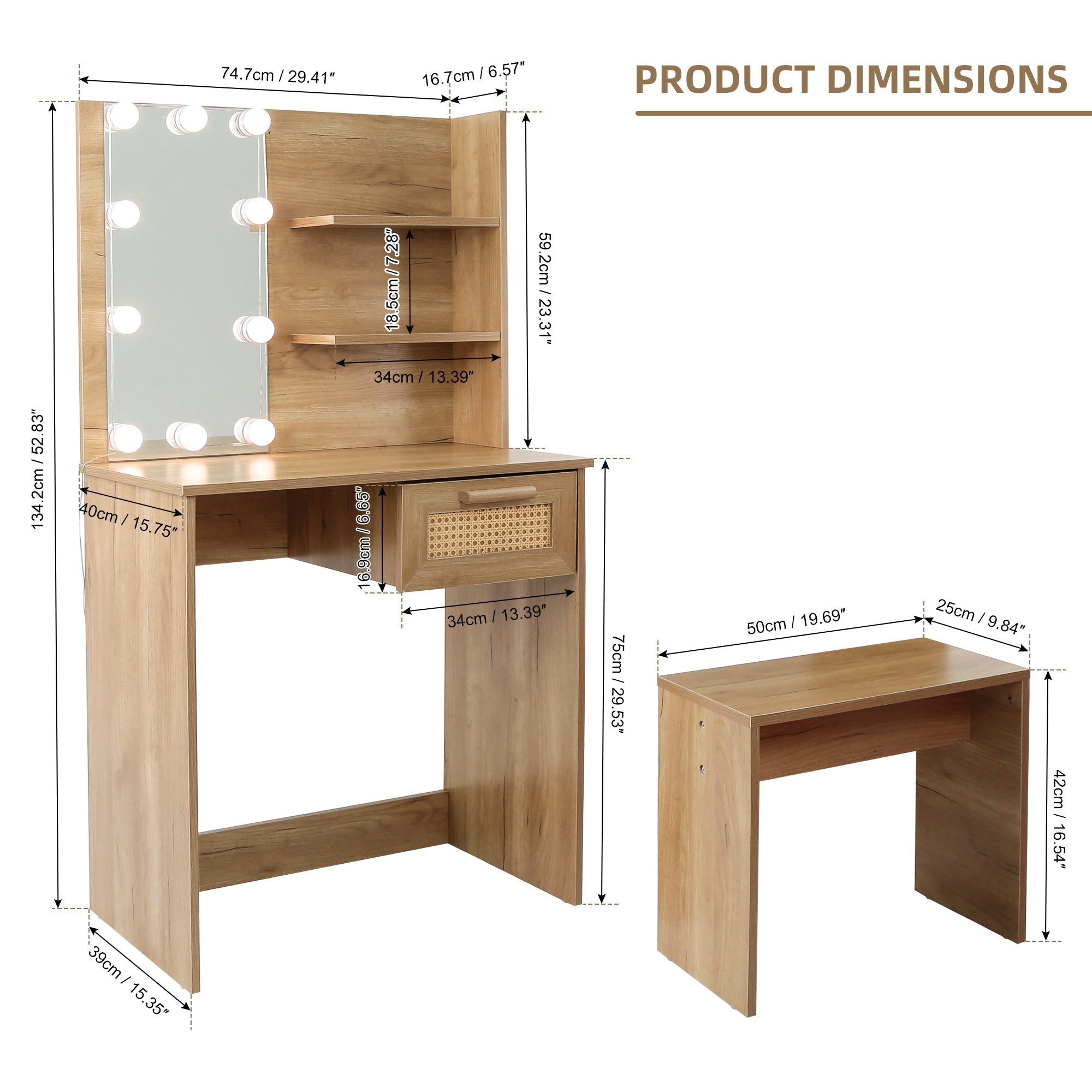 Vanity Set with LED Mirror | Modern Dressing Table-American Furniture Outlet