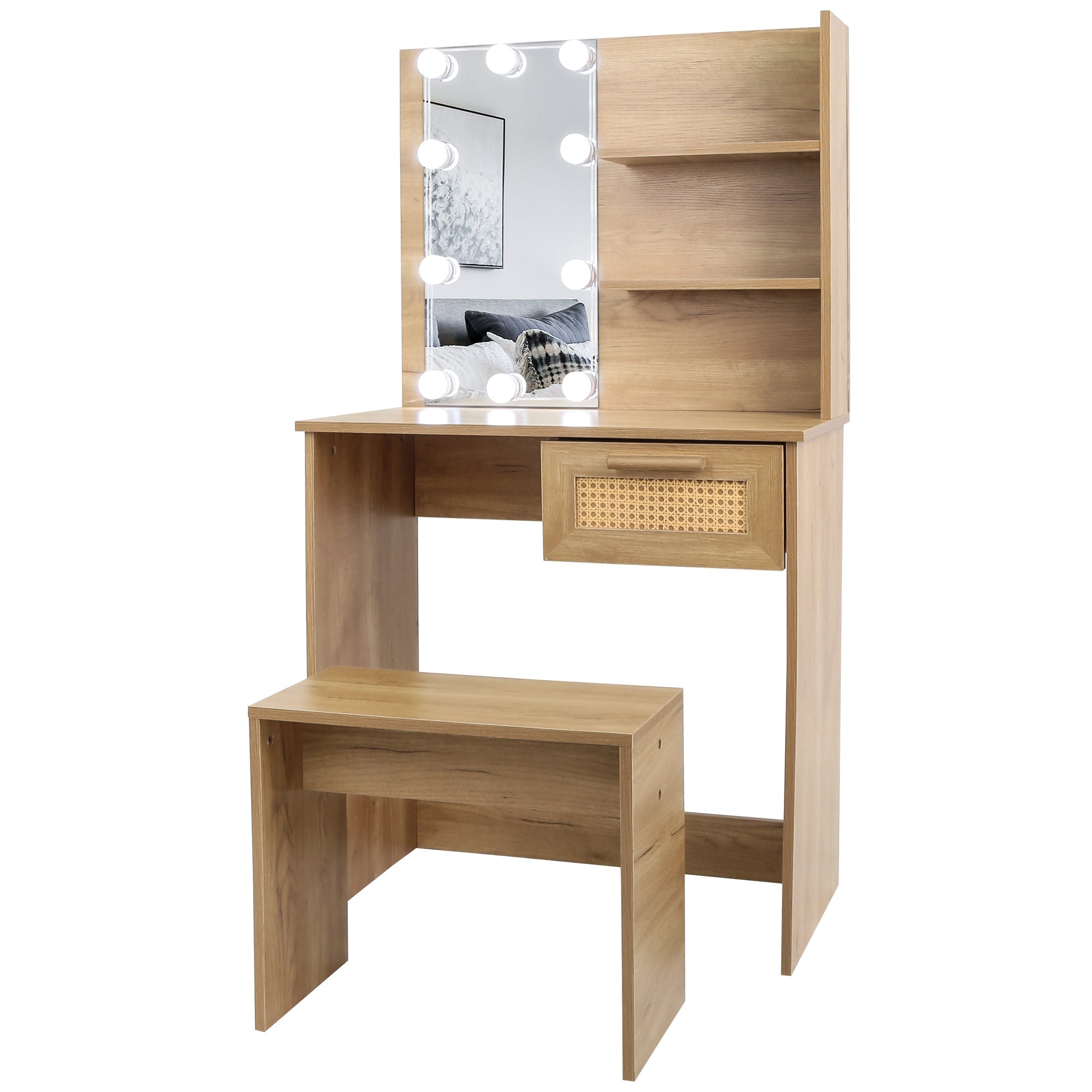 Vanity Set with LED Mirror | Modern Dressing Table-American Furniture Outlet