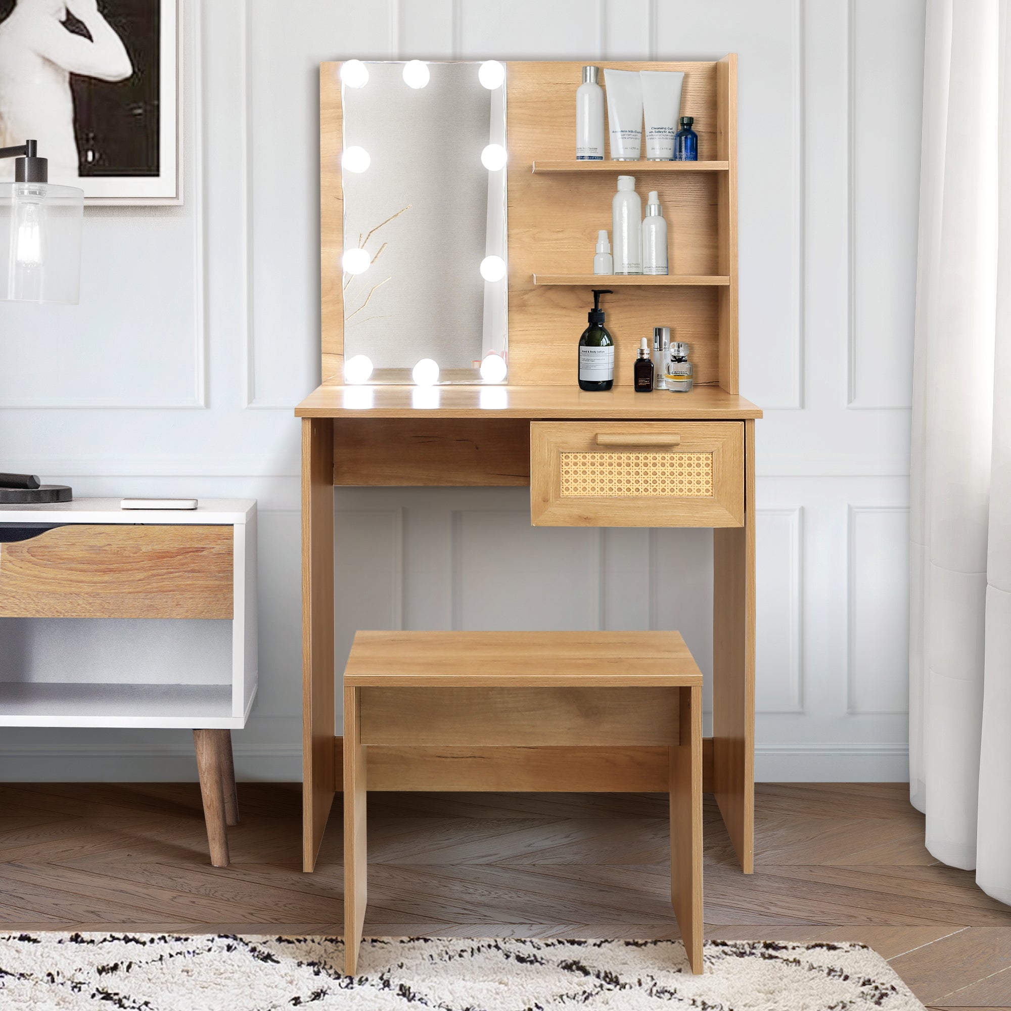 Vanity Set with LED Mirror | Modern Dressing Table-American Furniture Outlet