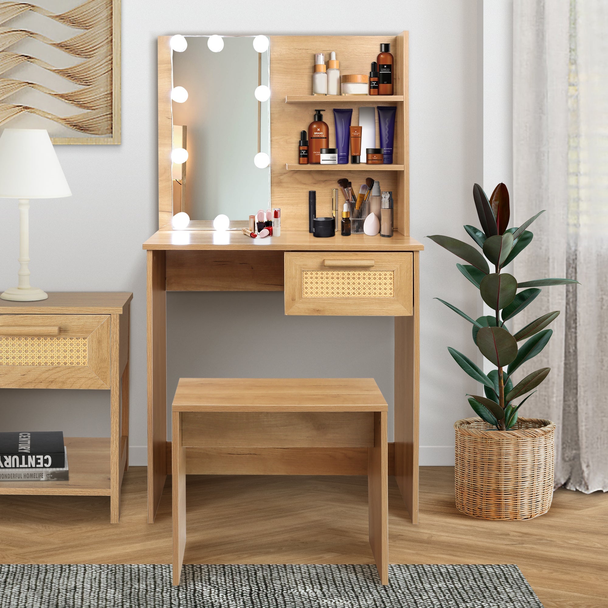 Vanity Set with LED Mirror | Modern Dressing Table-American Furniture Outlet