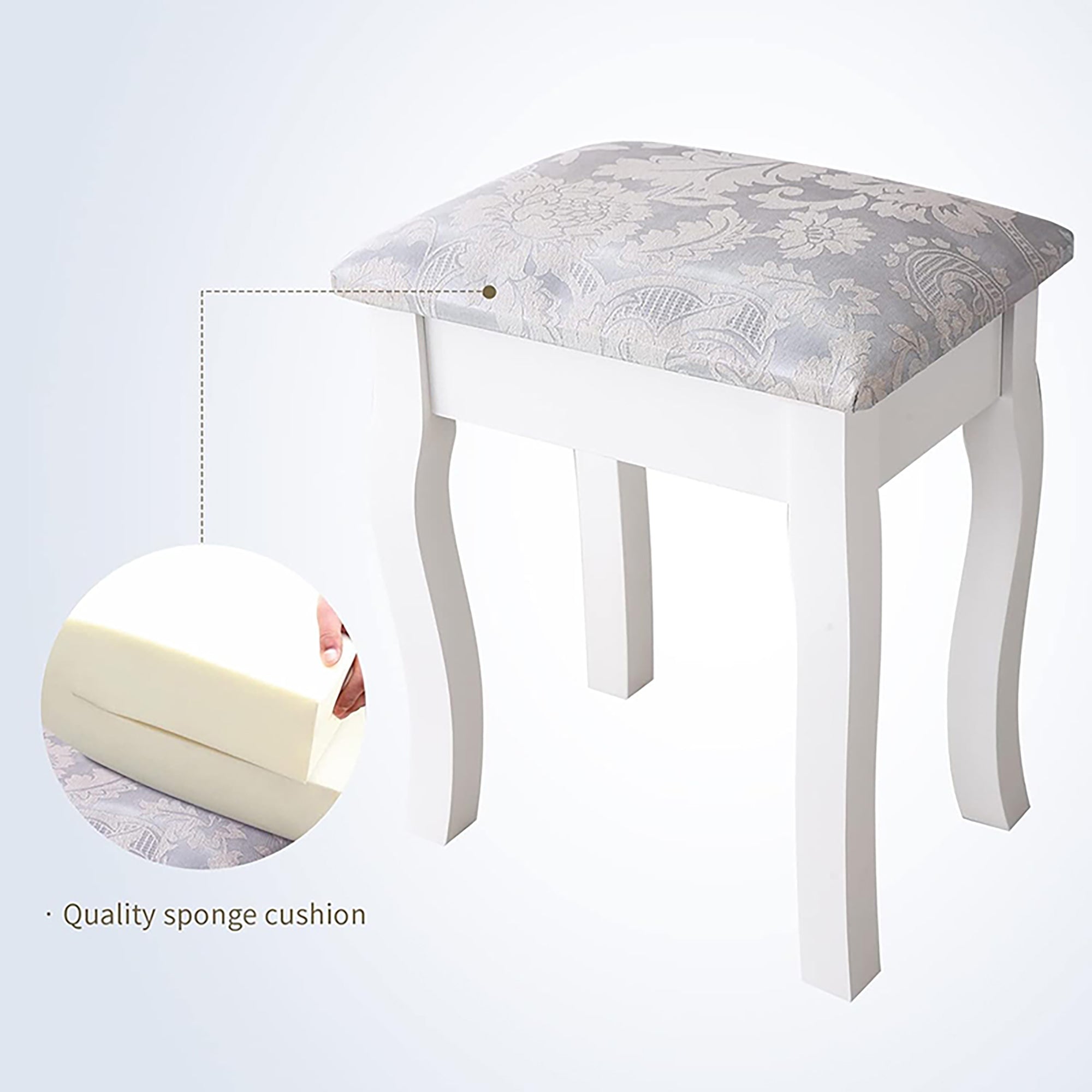 Vanity Table Set w/ 4 Drawers & Oval Mirror-American Furniture Outlet
