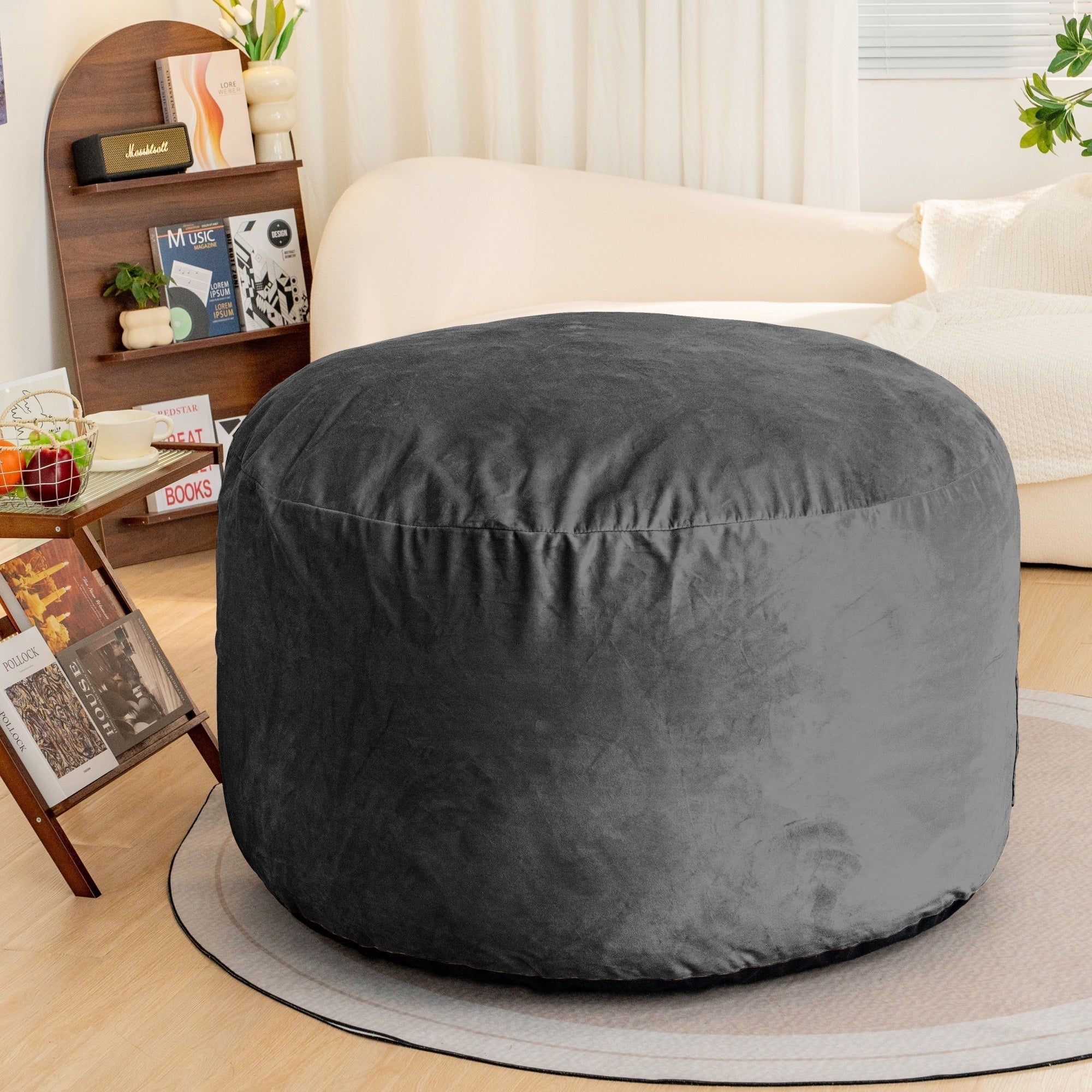 Velvet Bean Bag Chair | 4 ft Luxurious Fur Sofa-American Furniture Outlet