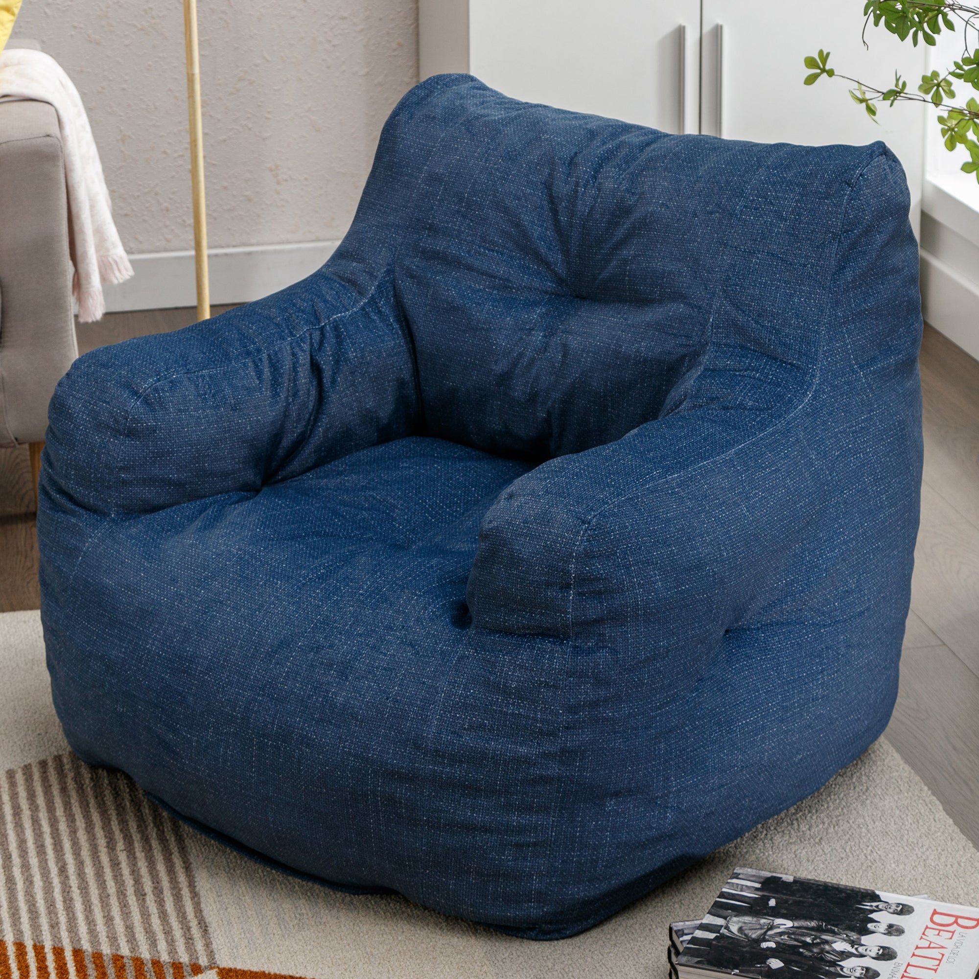 Velvet Bean Bag Chair w/ Memory Foam Filling-American Furniture Outlet