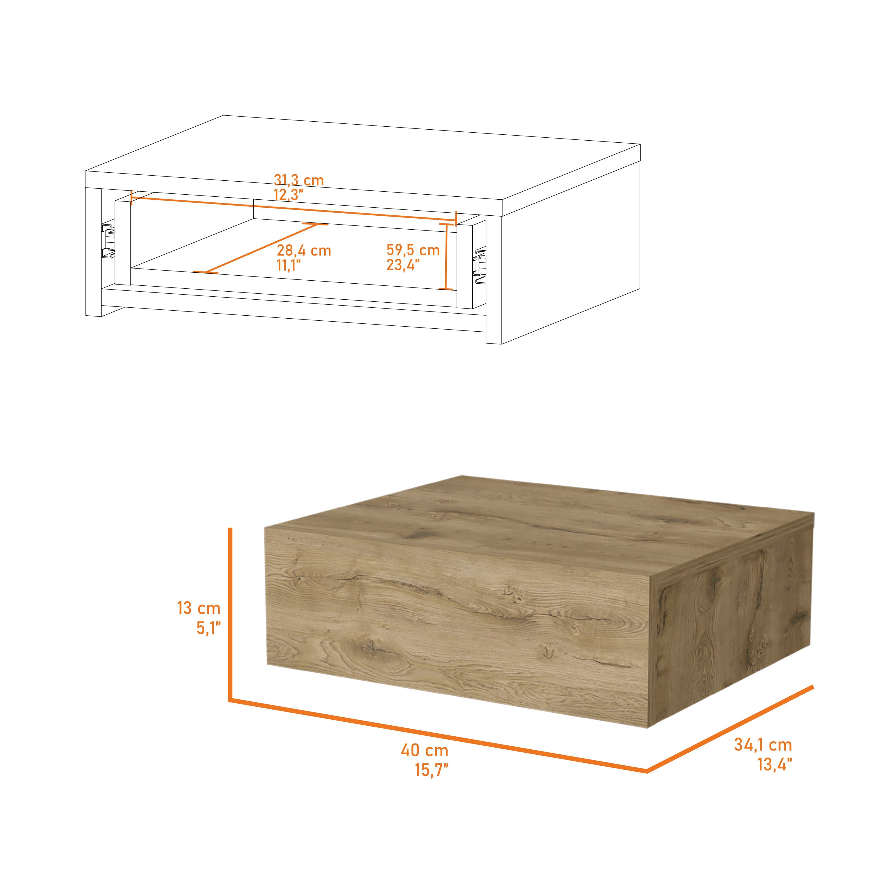 Vienna Floating Nightstand - Wall-Mounted-American Furniture Outlet