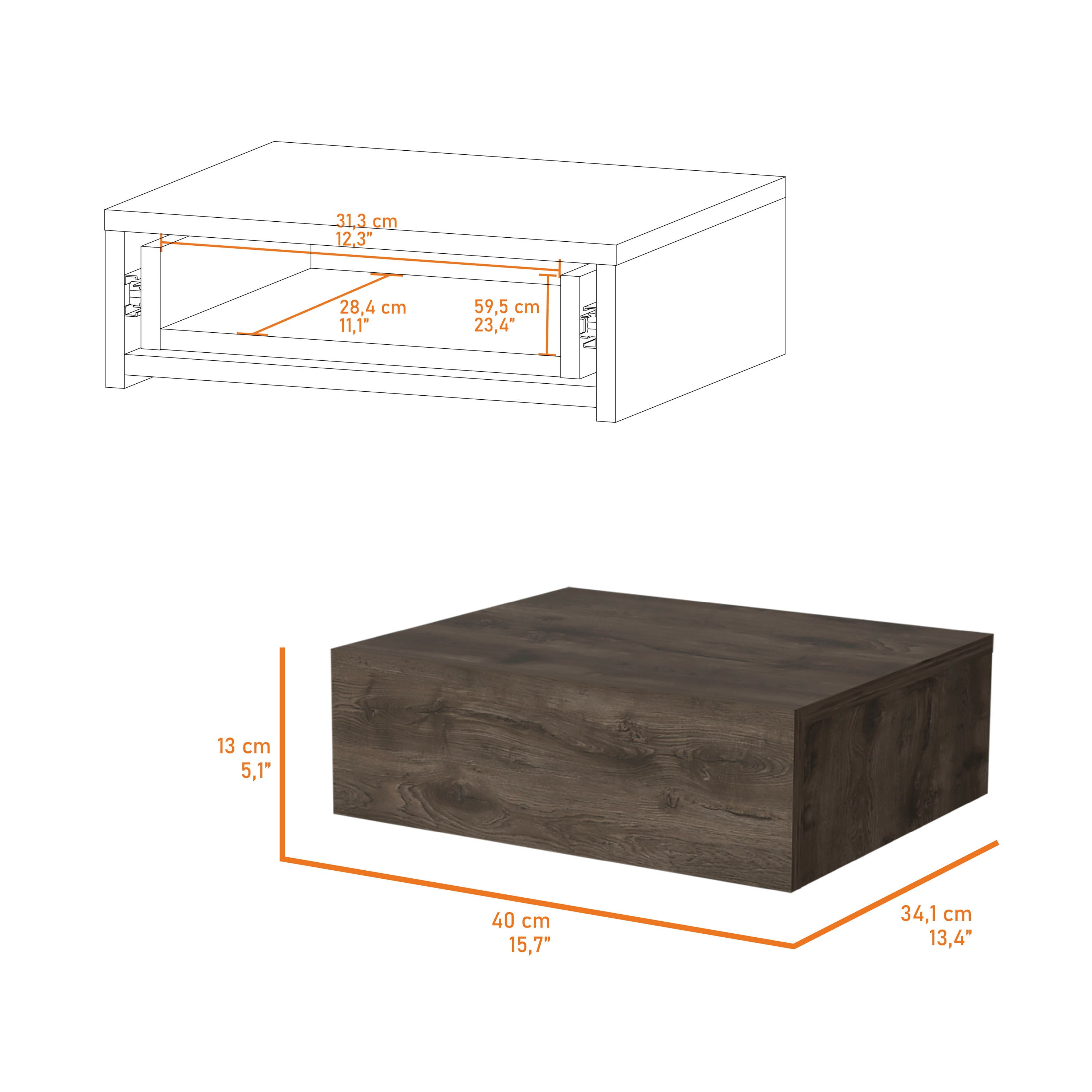 Vienna Floating Nightstand - Wall-Mounted-American Furniture Outlet