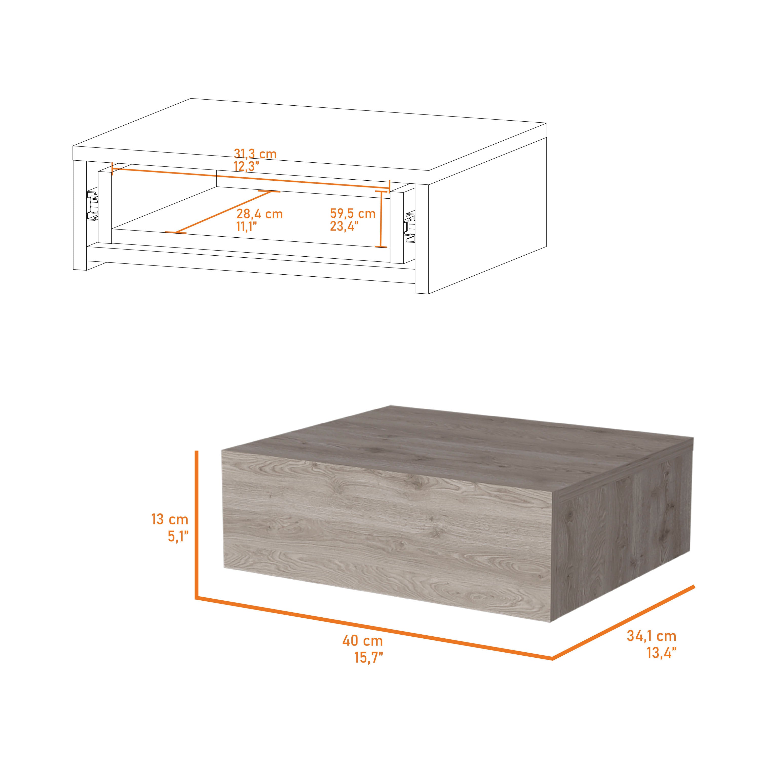 Vienna Floating Nightstand - Wall-Mounted-American Furniture Outlet