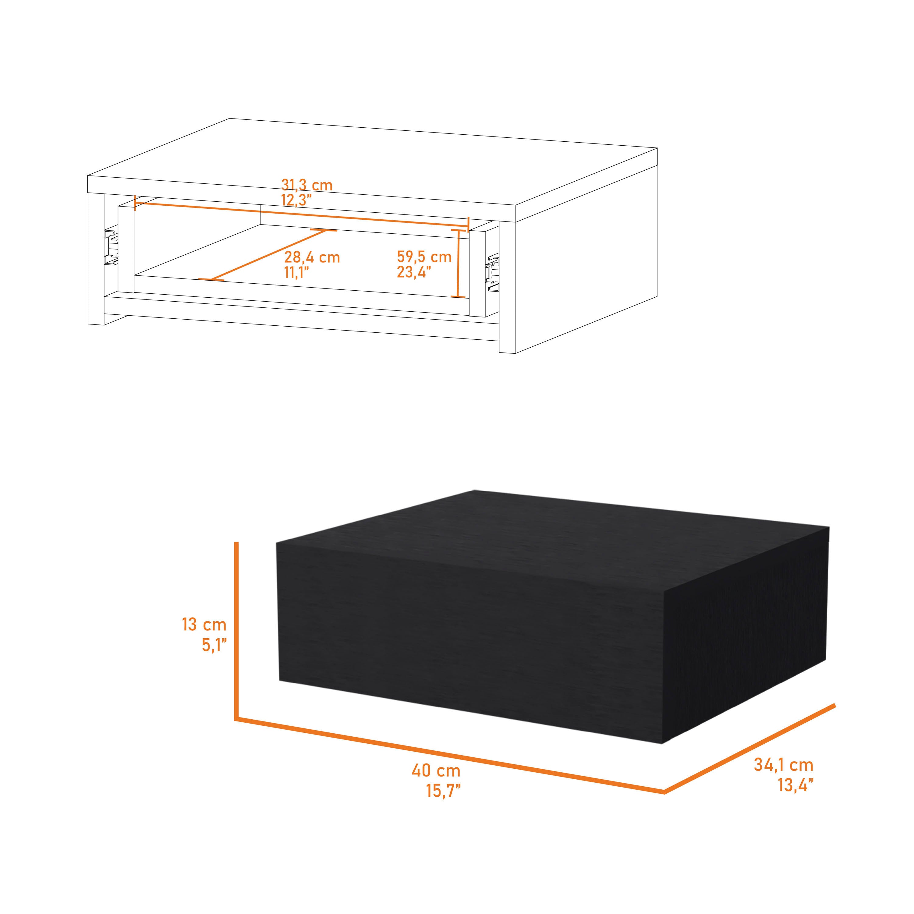 Vienna Floating Nightstand - Wall-Mounted-American Furniture Outlet