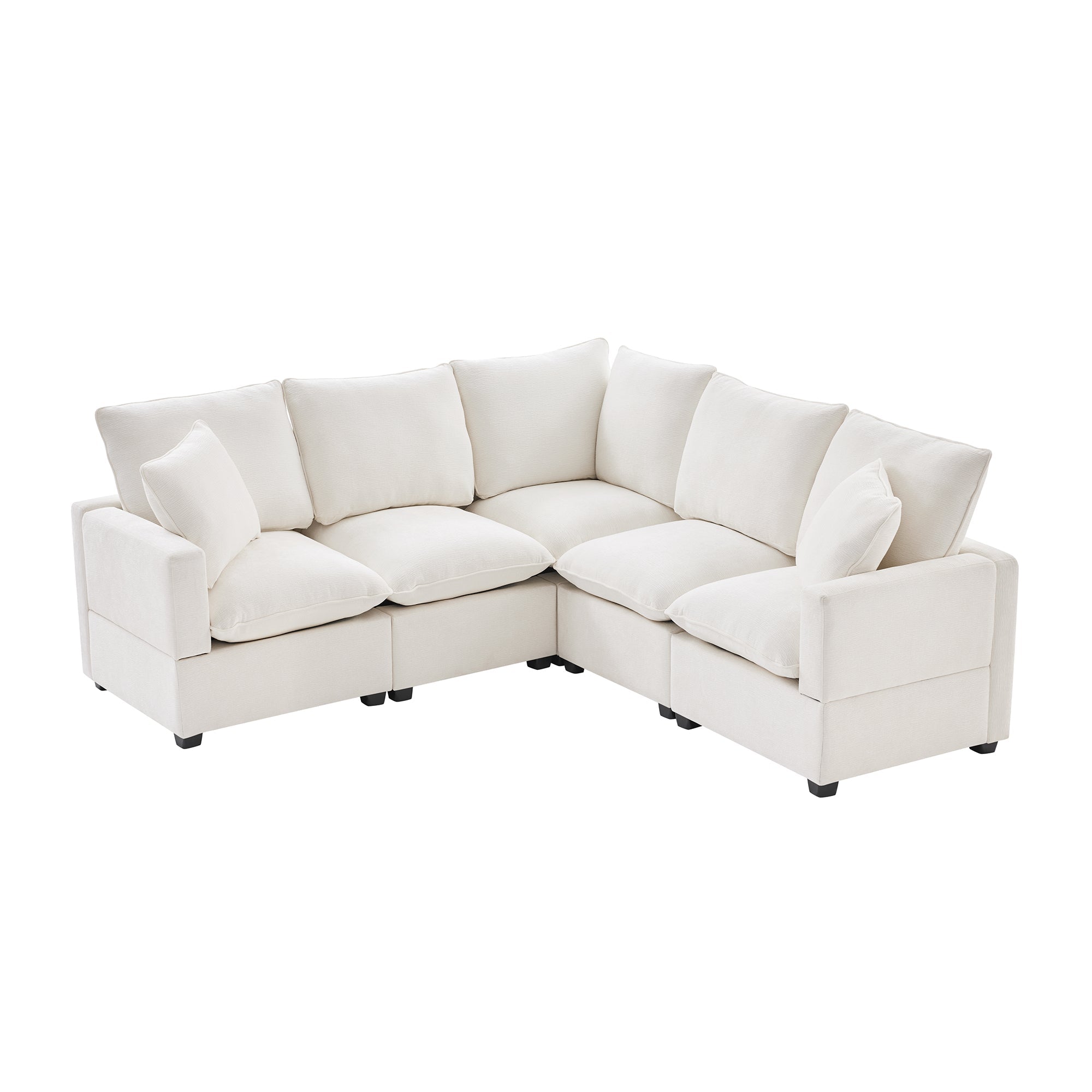 White L-Shape Sectional Sofa - Modern Modular Chenille-American Furniture Outlet -American Furniture Outlet