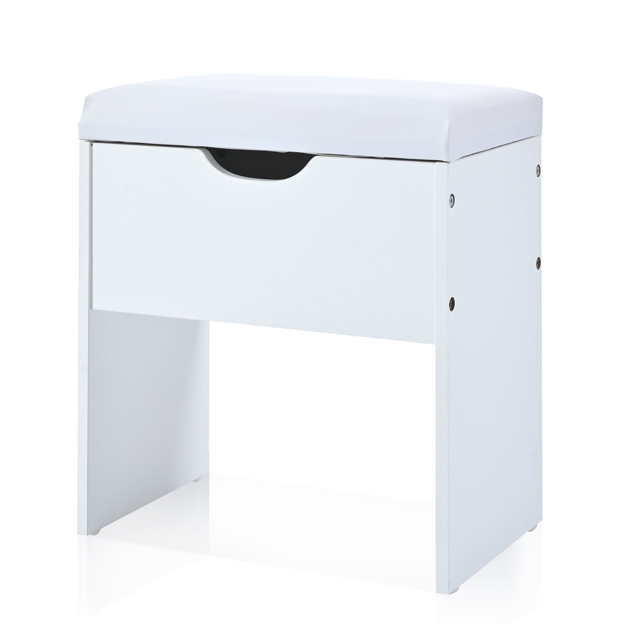 White Makeup Vanity Desk w/ Mirror & Lights - 41.4"-American Furniture Outlet