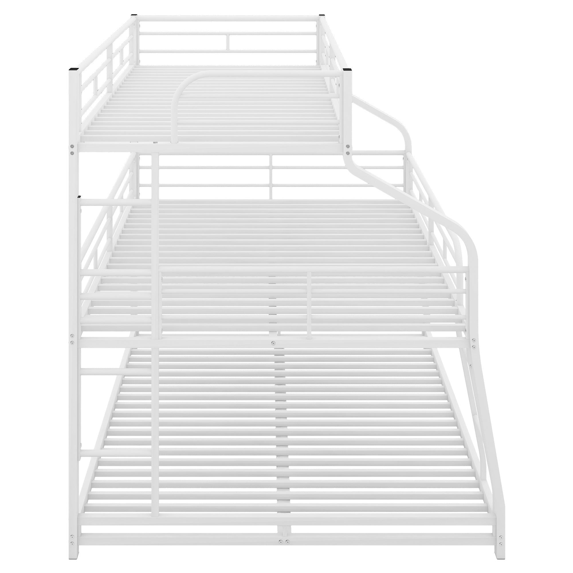 White Twin XL/Full XL Over Queen Triple Bunk Bed with Ladders & Full Guardrails-American Furniture Outlet