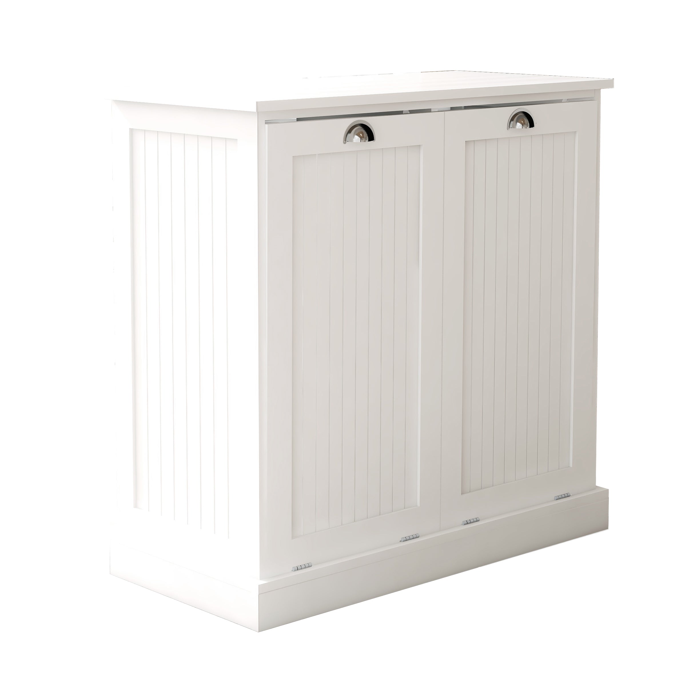 White Two-Compartment Tilt-Out Laundry Sorter Cabinet-American Furniture Outlet