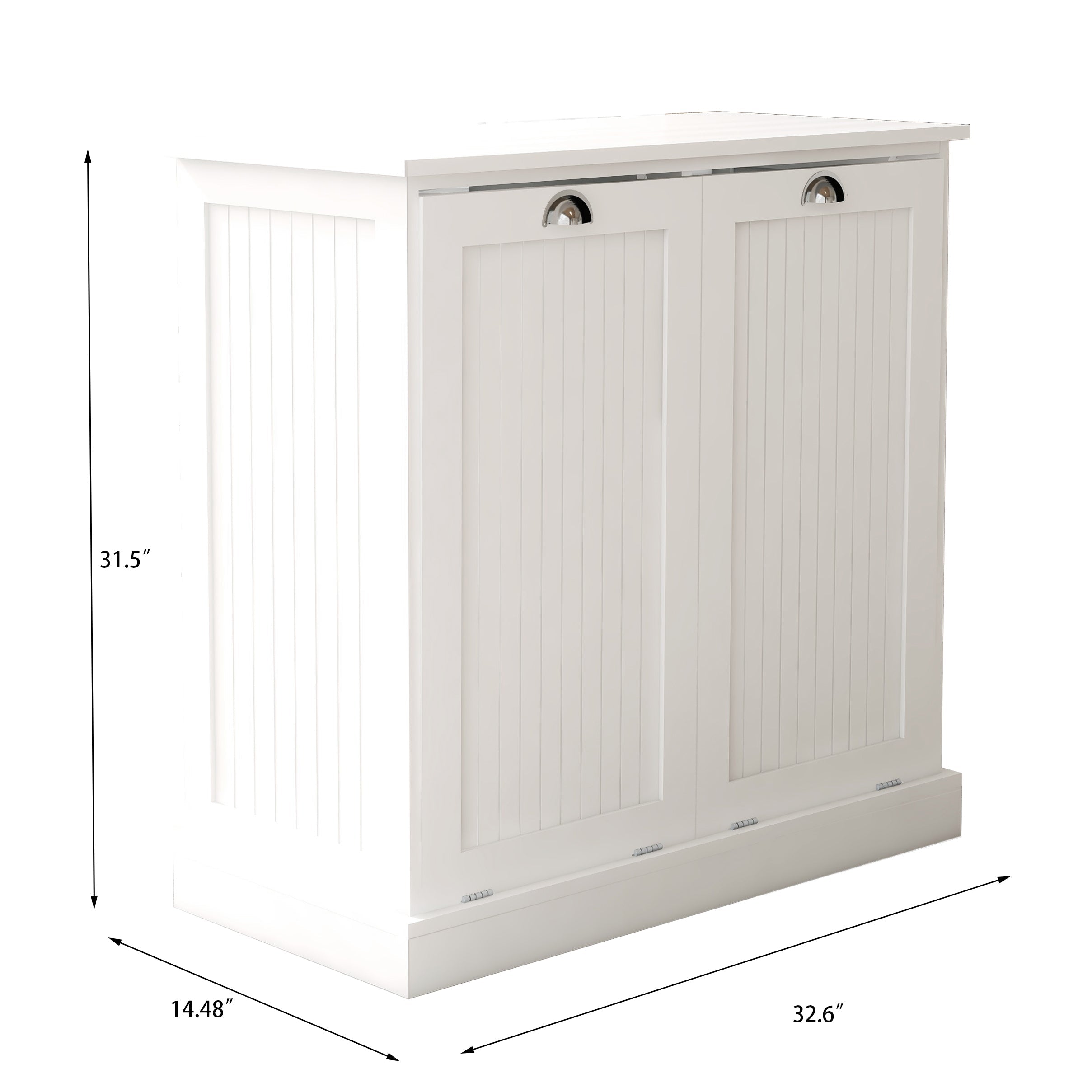 White Two-Compartment Tilt-Out Laundry Sorter Cabinet-American Furniture Outlet