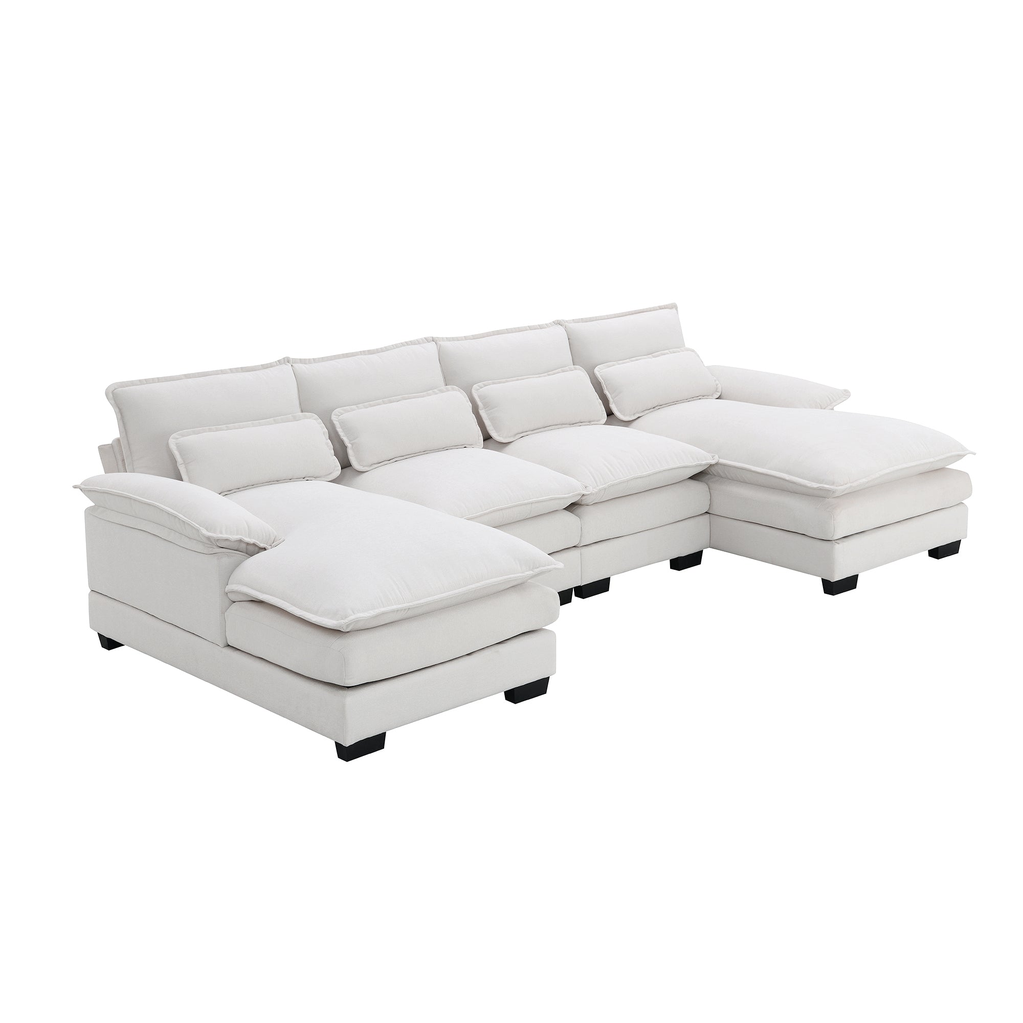 White U-Shaped Sectional Sofa - Plush Comfort in Chenille-American Furniture Outlet -American Furniture Outlet